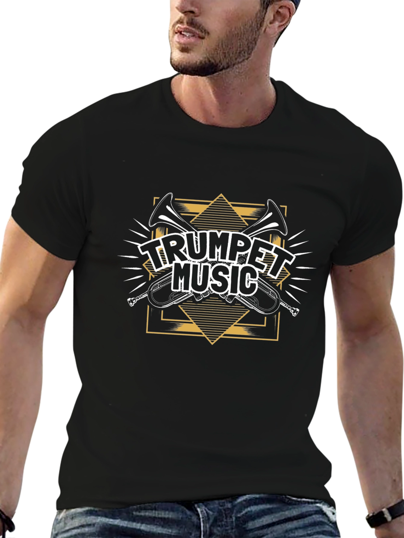 Trumpet Music Graphic Tee - Black