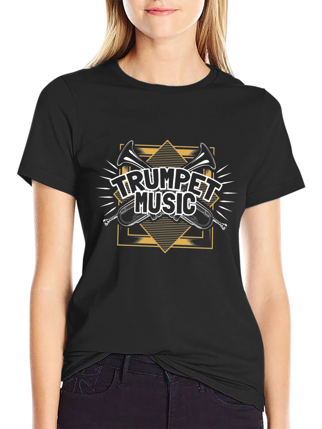 Trumpet Music Graphic Tee - Black