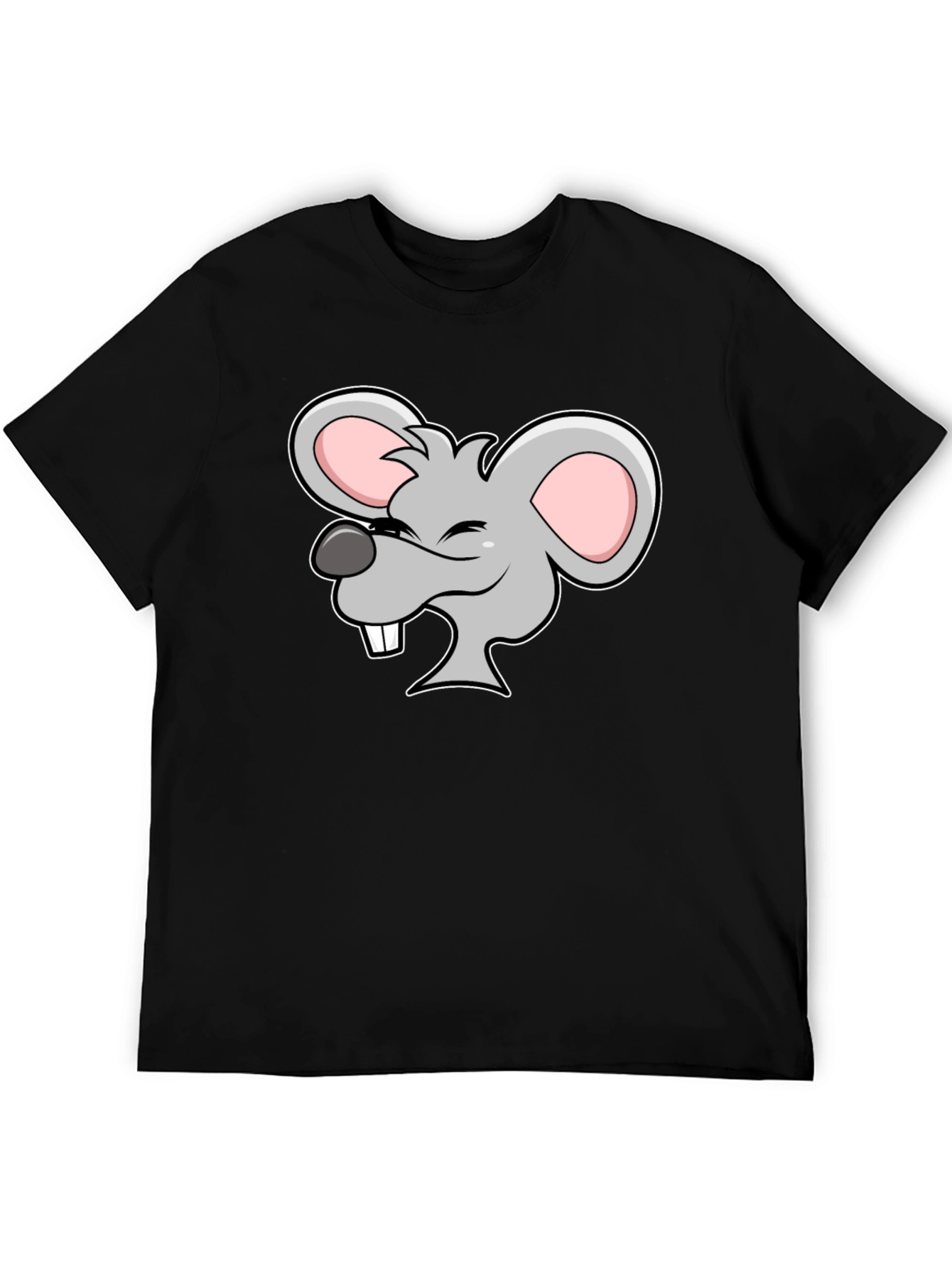 Cartoon Mouse Graphic Black T-Shirt