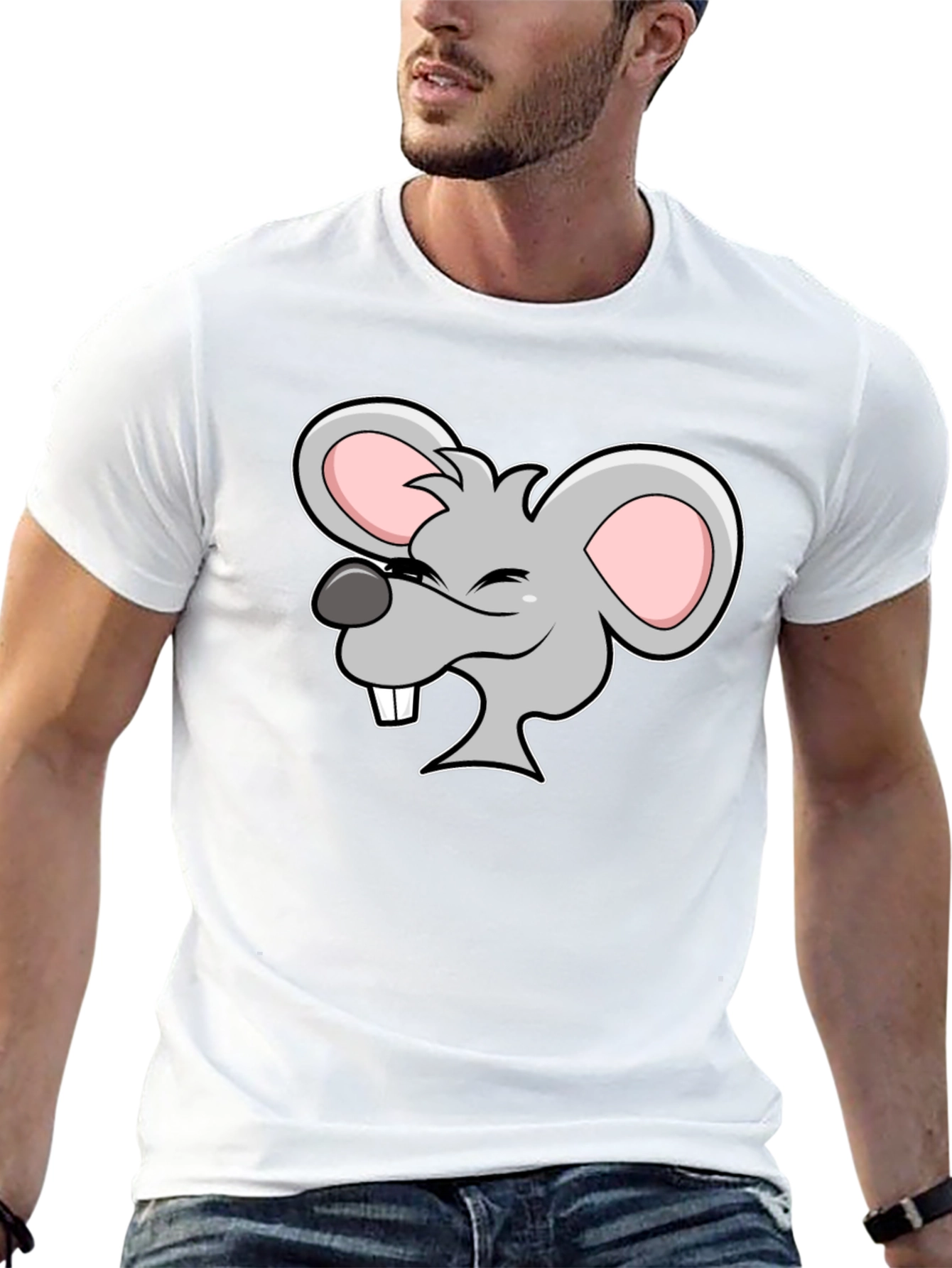 Cartoon Mouse Graphic Black T-Shirt