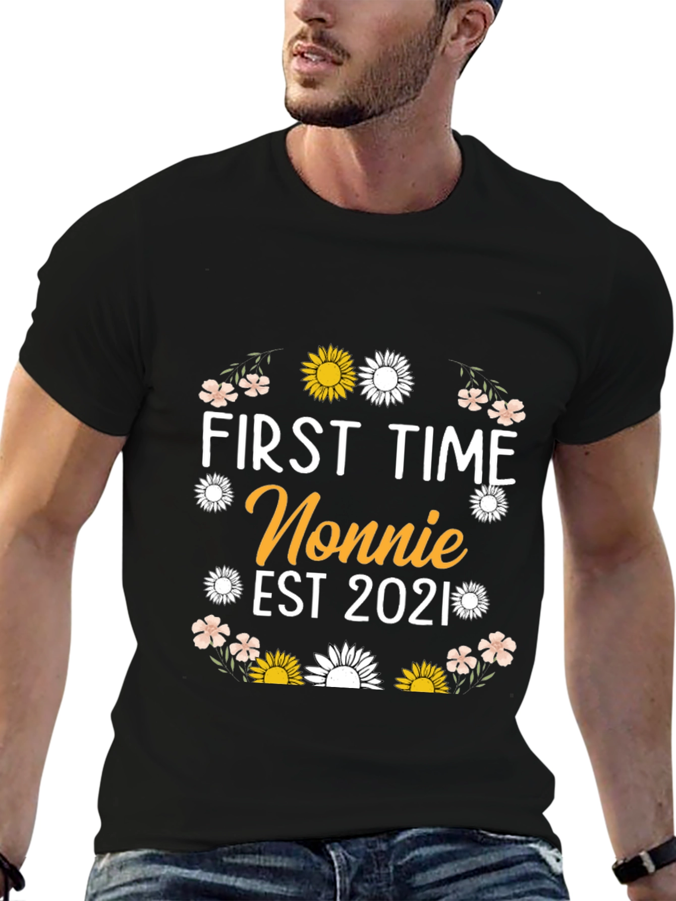 First Time Nonnie Est 2021 Floral T-Shirt