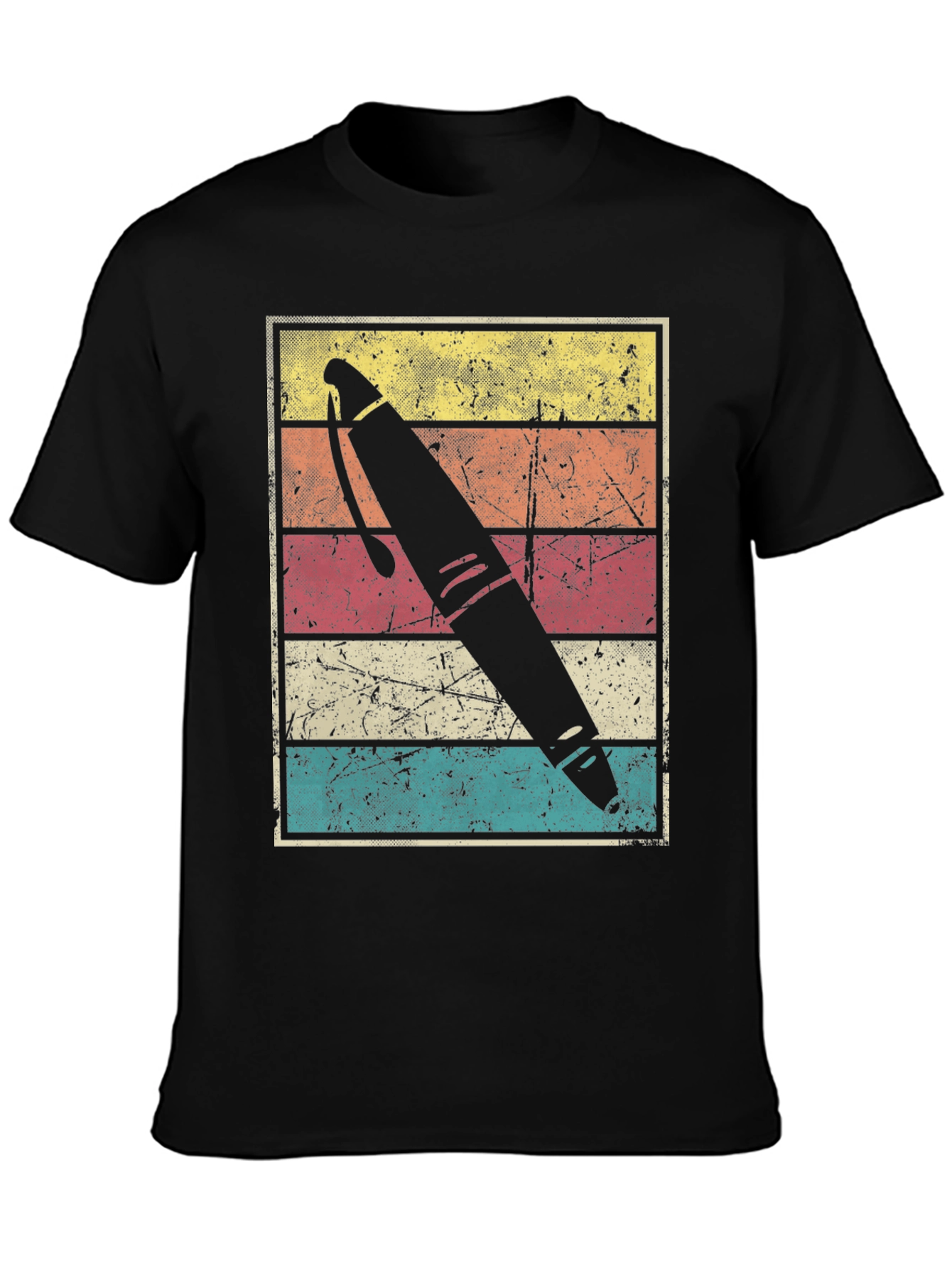 Retro Pen Graphic Tee - Black Unisex T-Shirt
