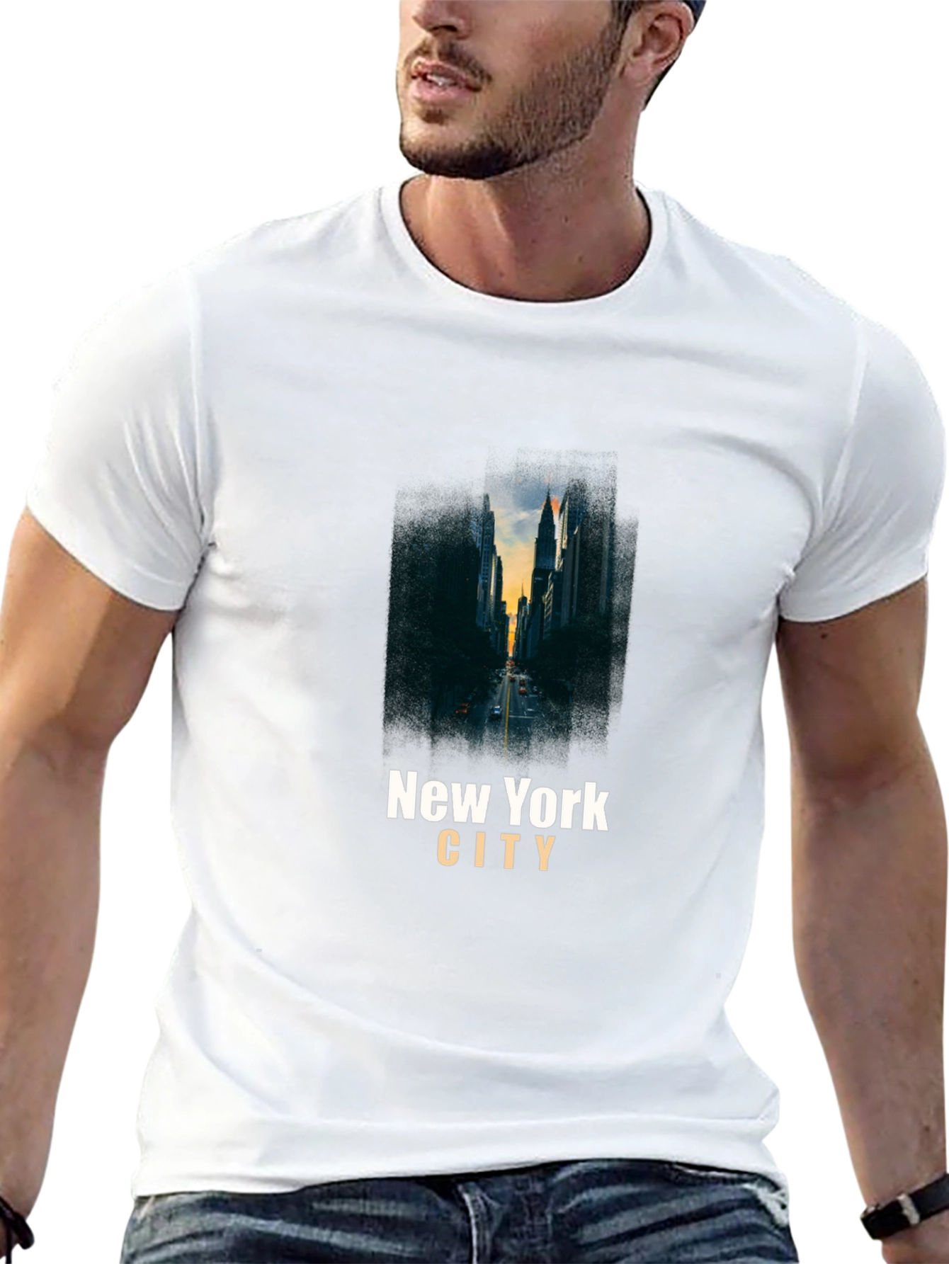 New York City Skyline Graphic Tee - Black