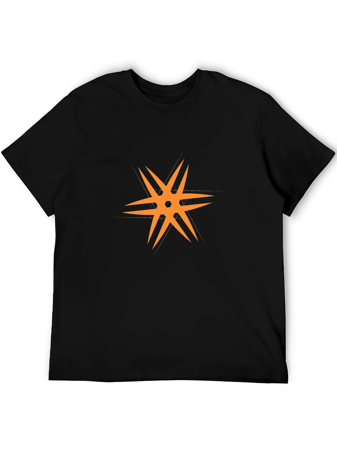 Modern Black T-Shirt with Orange Star Design