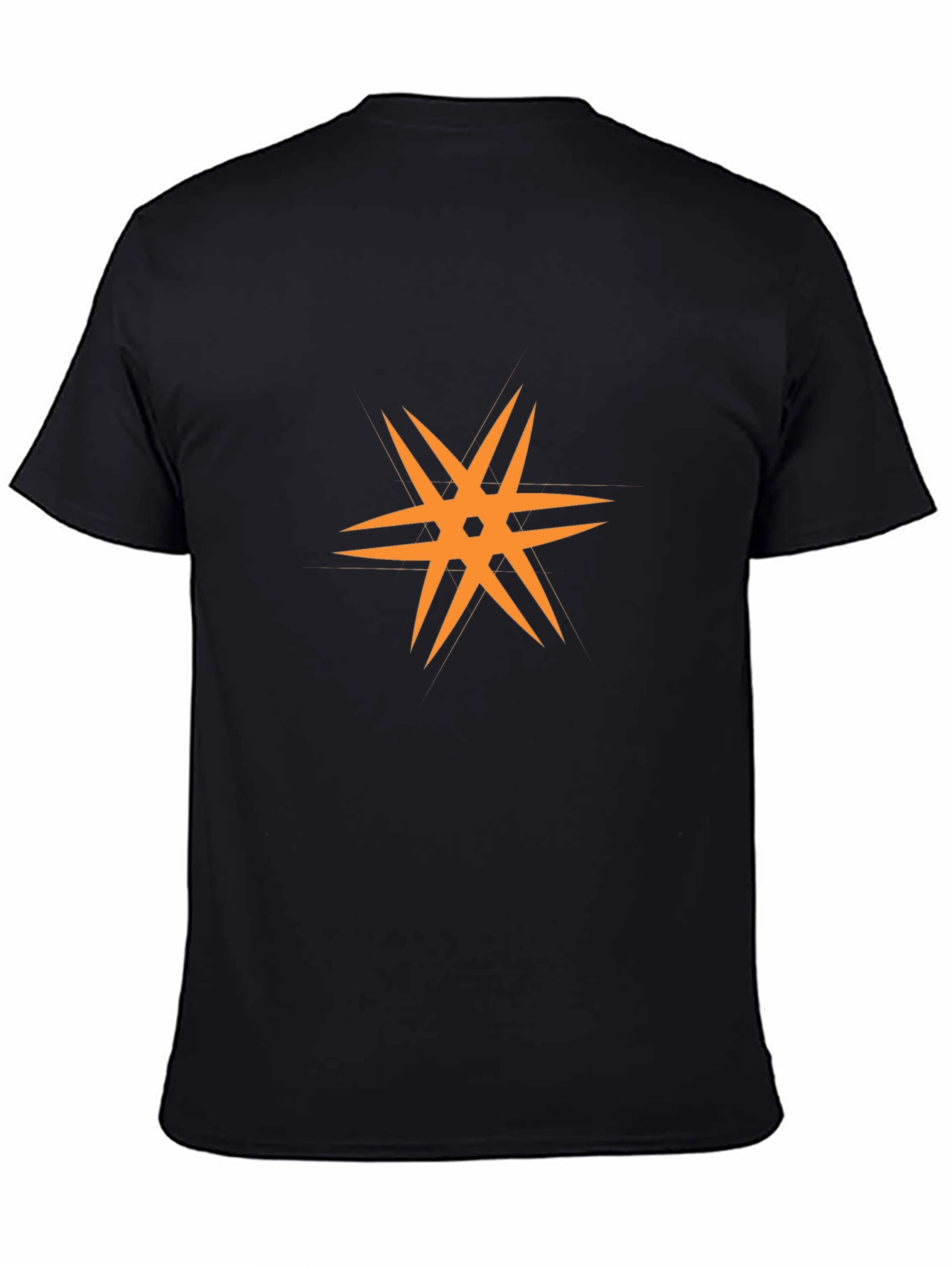 Modern Black T-Shirt with Orange Star Design