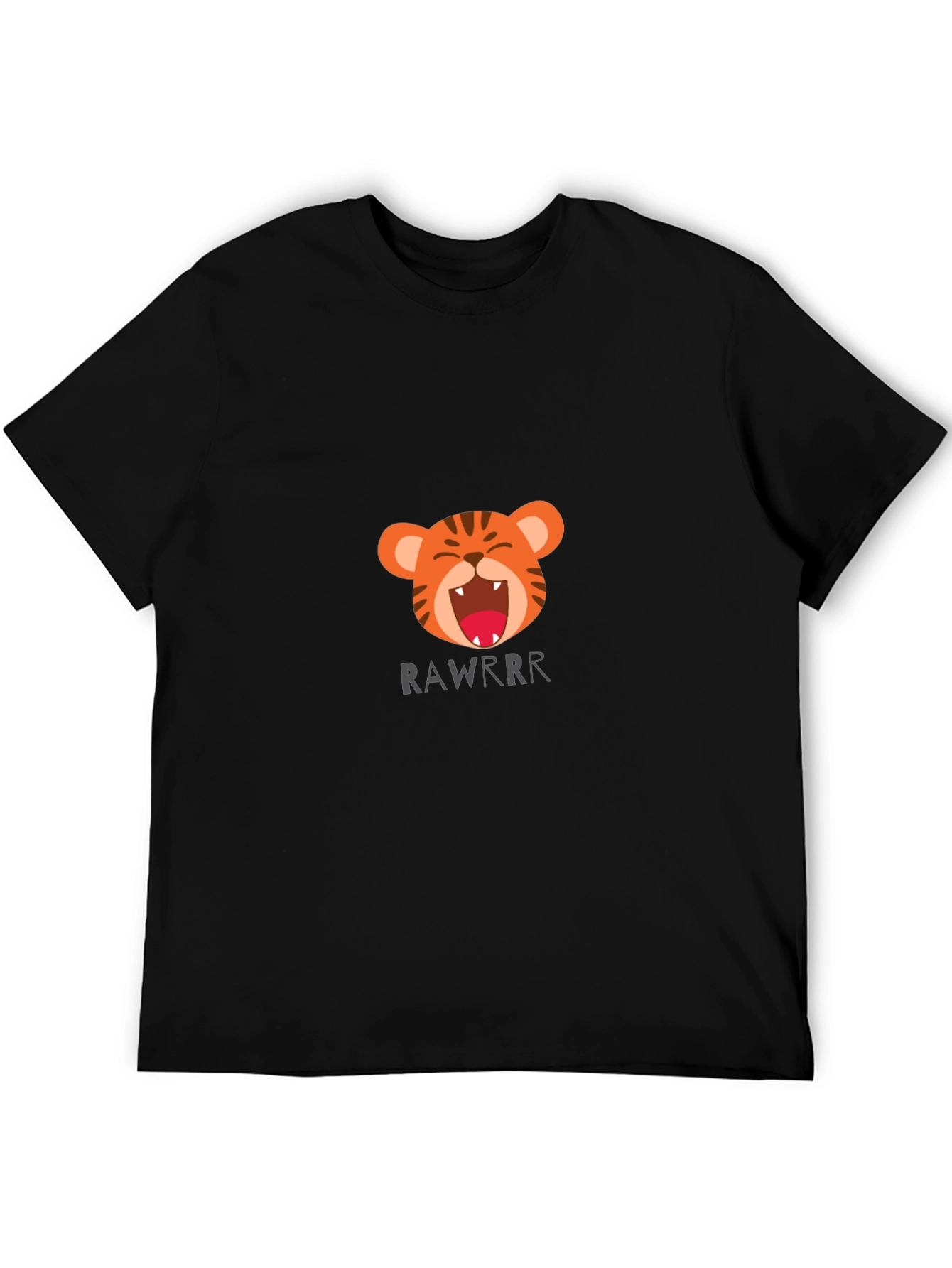 Tiger Rawrr Graphic Print Black T-Shirt