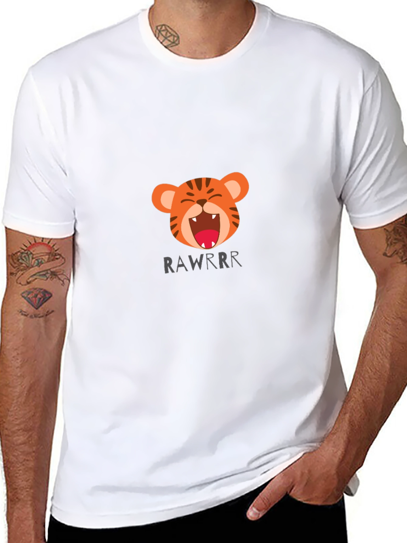 Tiger Rawrr Graphic Print Black T-Shirt