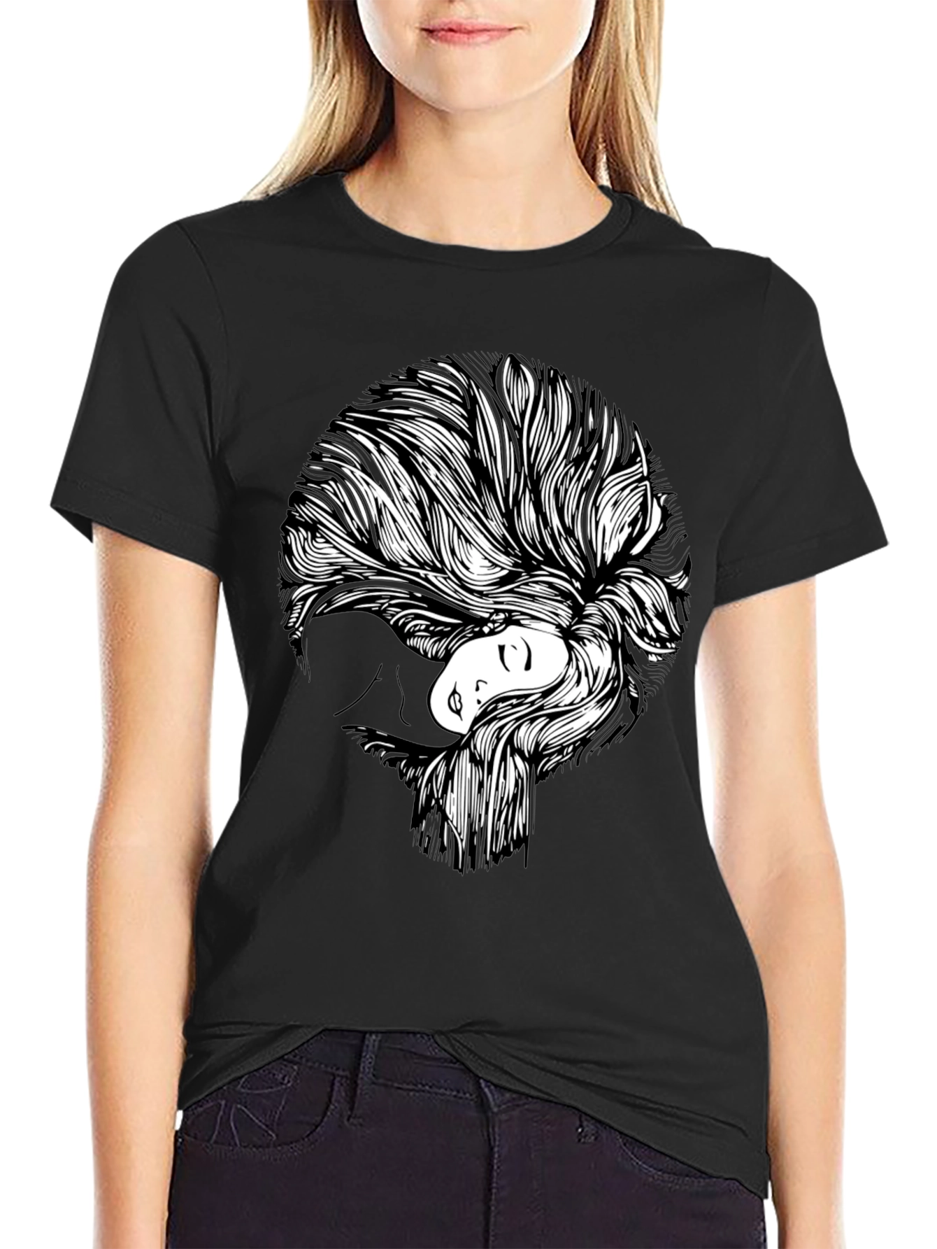 Abstract Woman Graphic Print T-Shirt