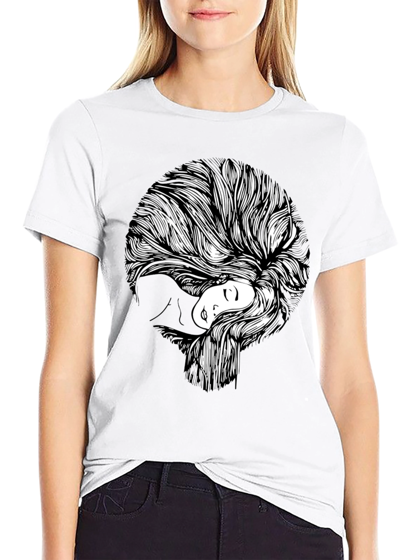 Abstract Woman Graphic Print T-Shirt