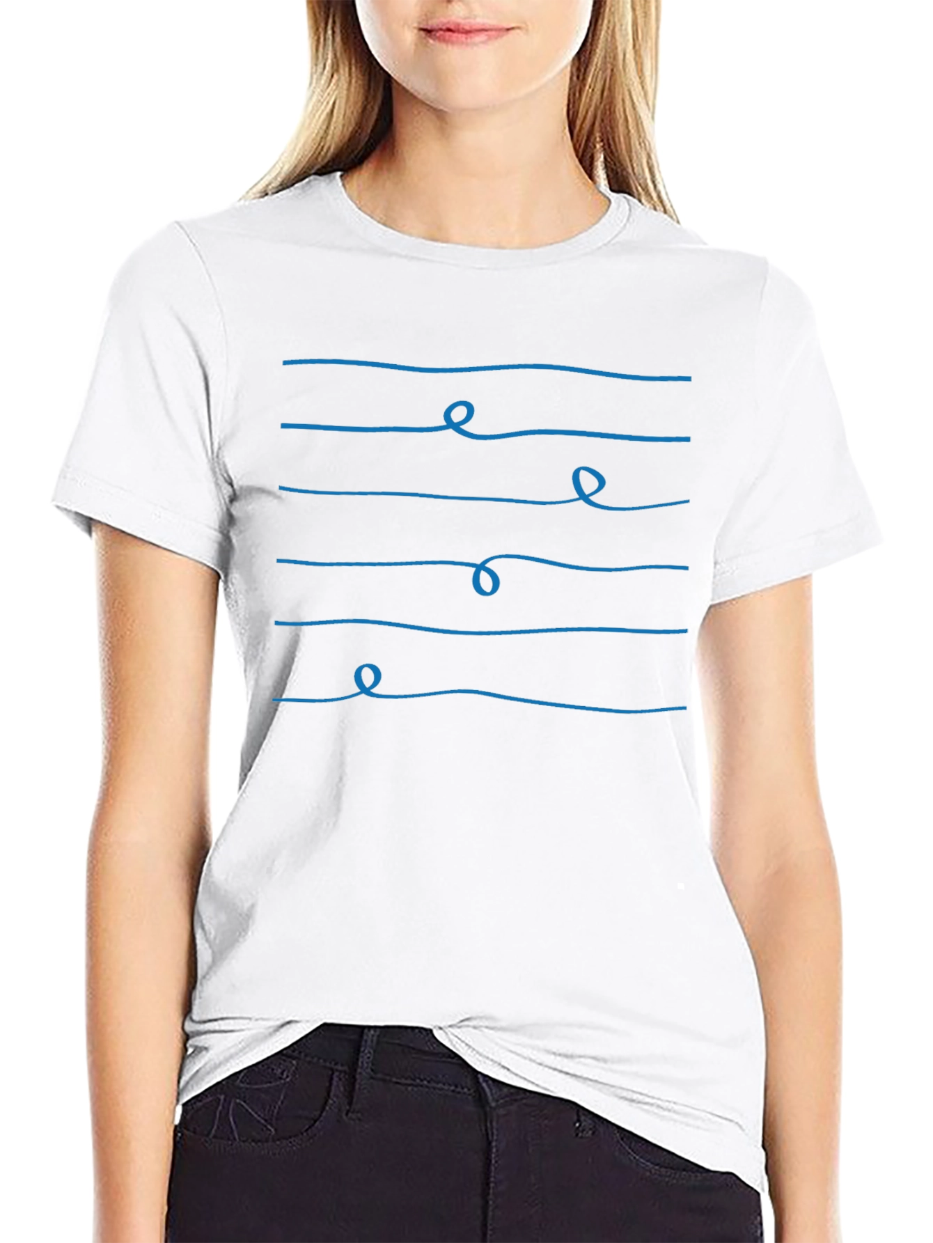 Abstract Line Art Black T-Shirt