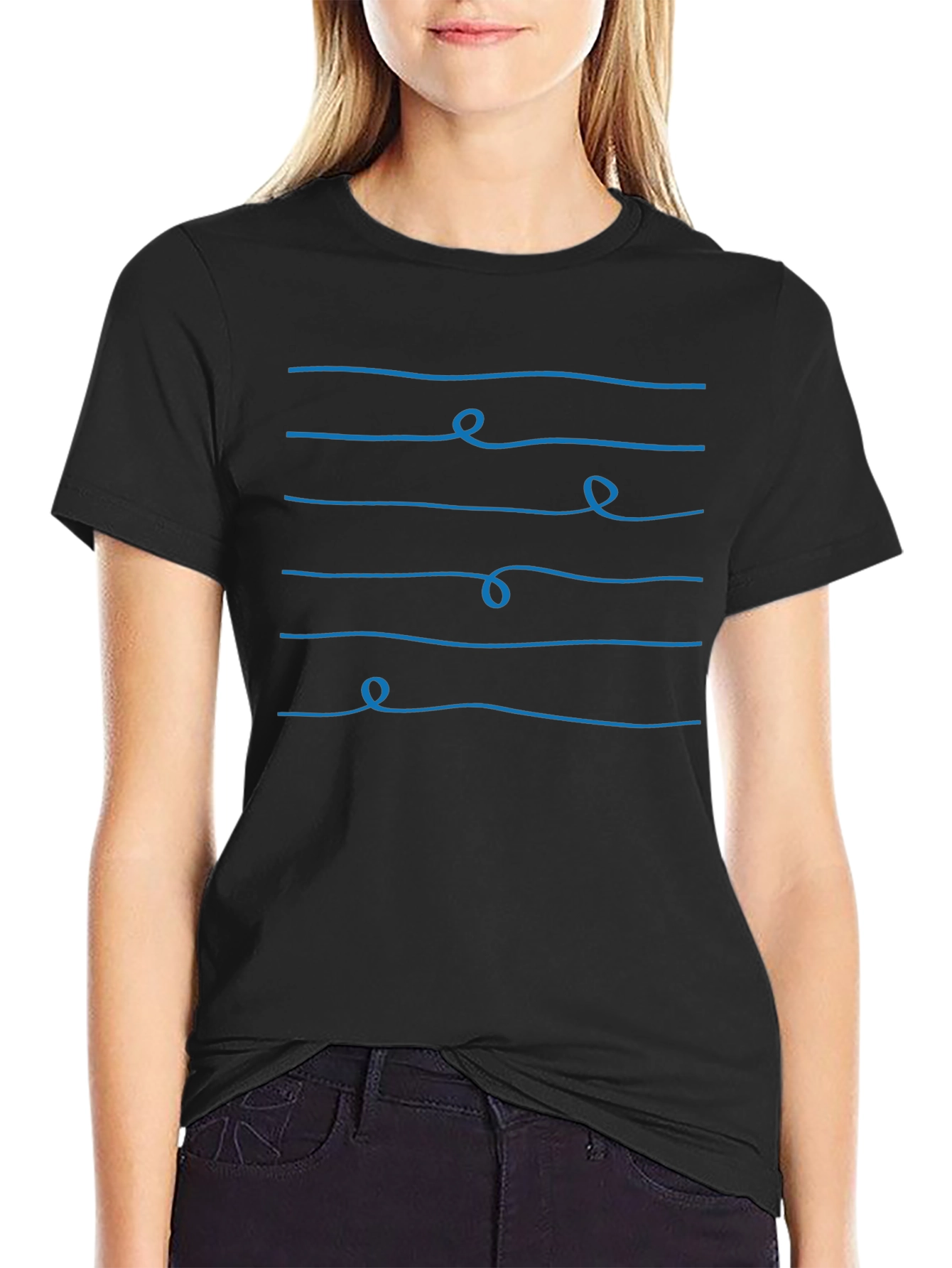Abstract Line Art Black T-Shirt