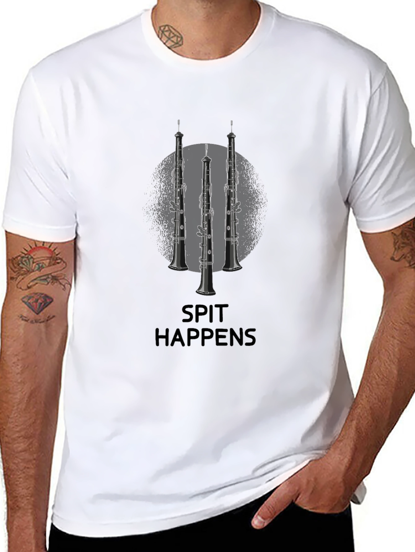 Spit Happens Oboe T-Shirt - Musician Humor Tee