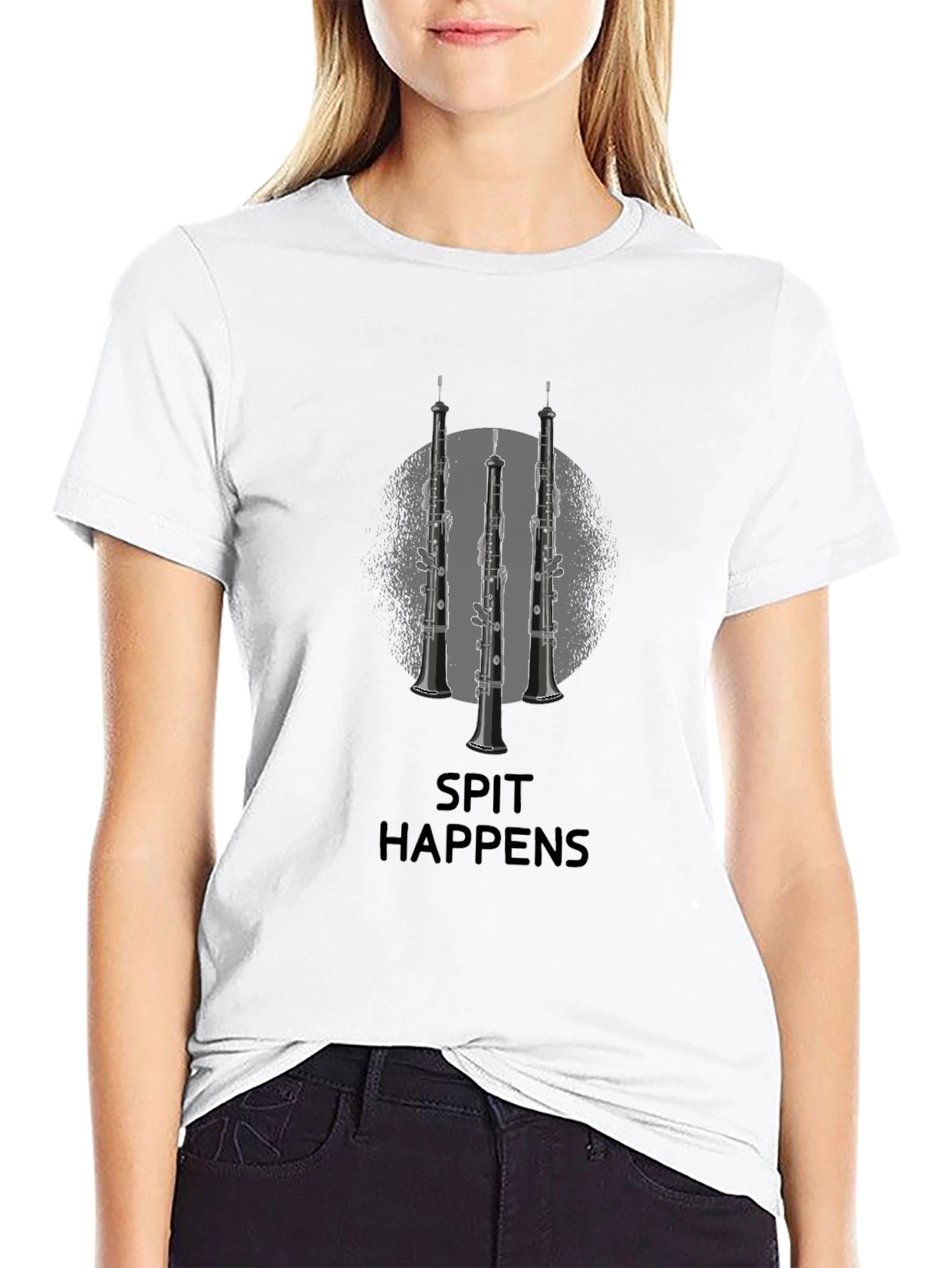 Spit Happens Oboe T-Shirt - Musician Humor Tee