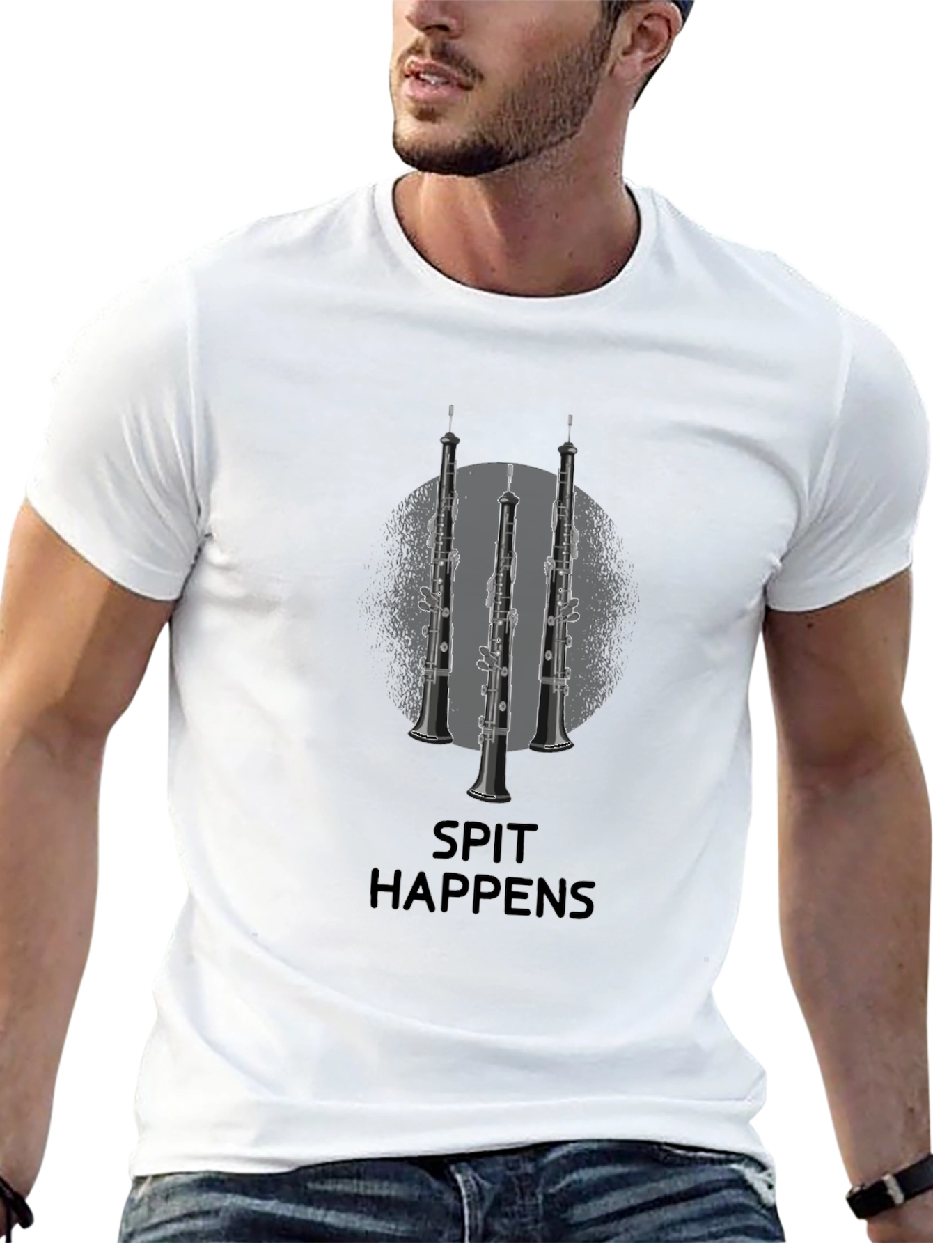 Spit Happens Oboe T-Shirt - Musician Humor Tee