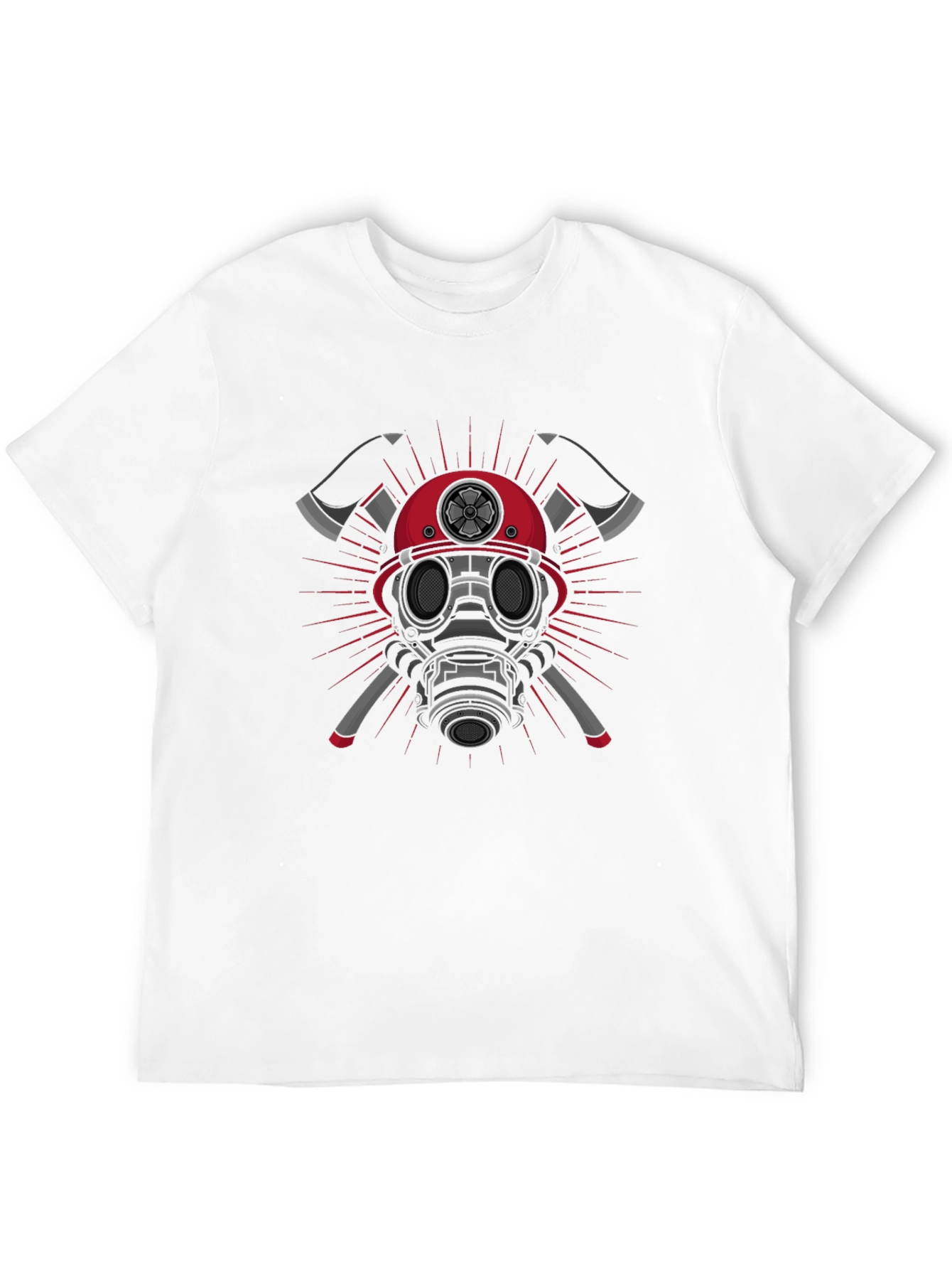 Firefighter Graphic T-Shirt - Axes & Mask Design