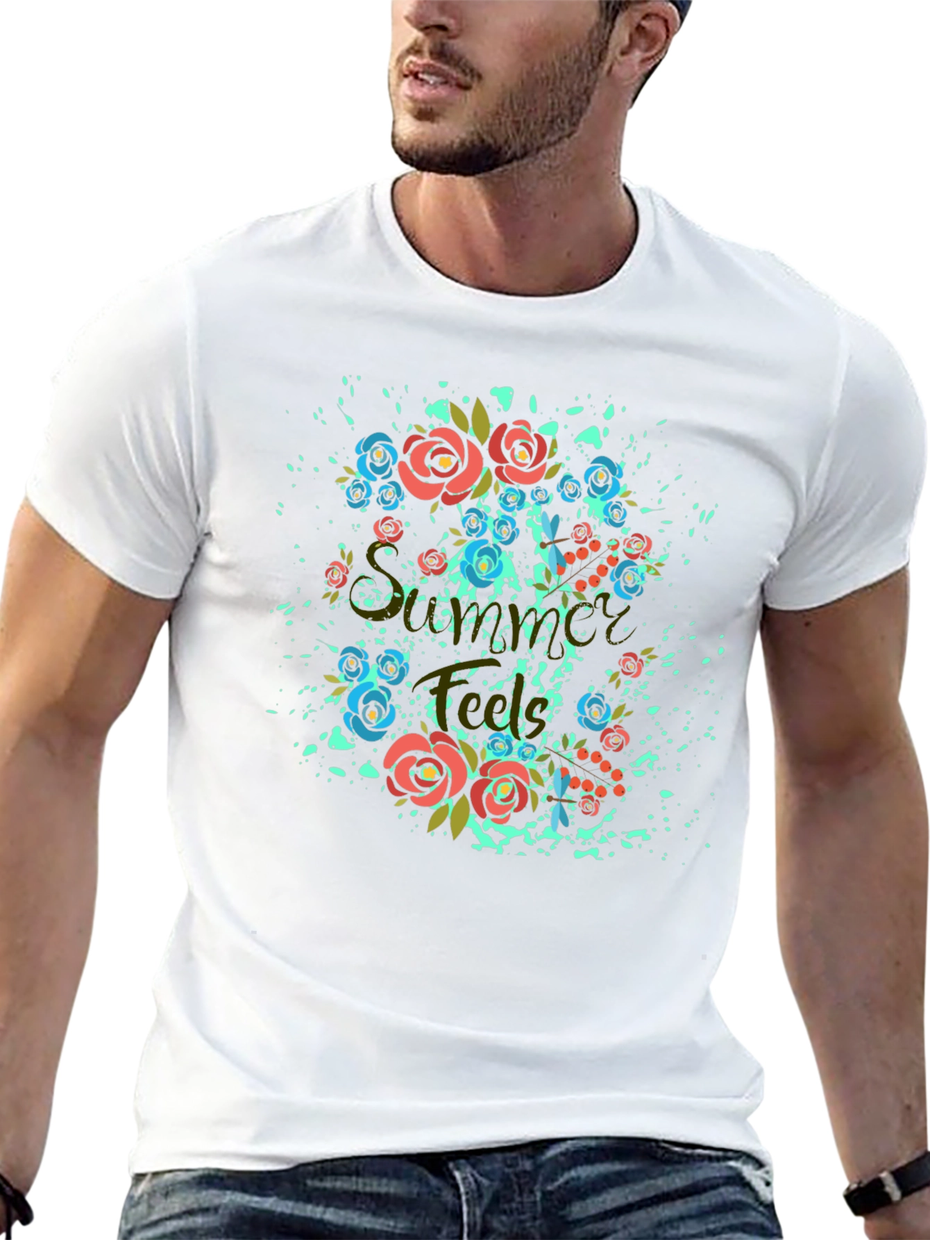 Floral Summer T-Shirt - Stylish Black Tee