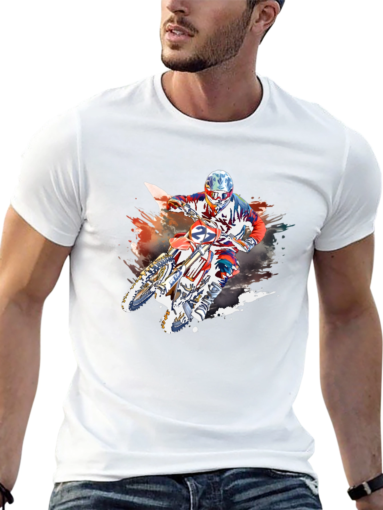 Motocross Rider Graphic Black T-Shirt