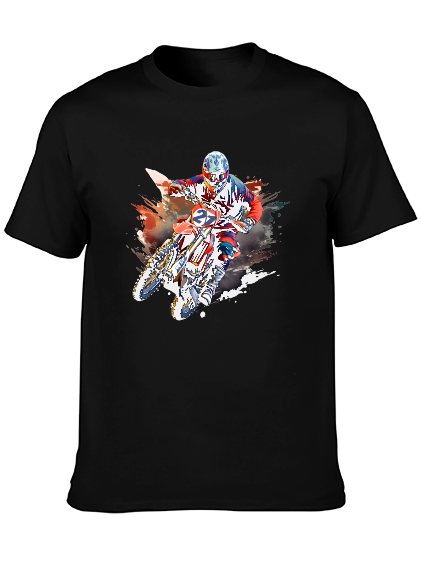 Motocross Rider Graphic Black T-Shirt