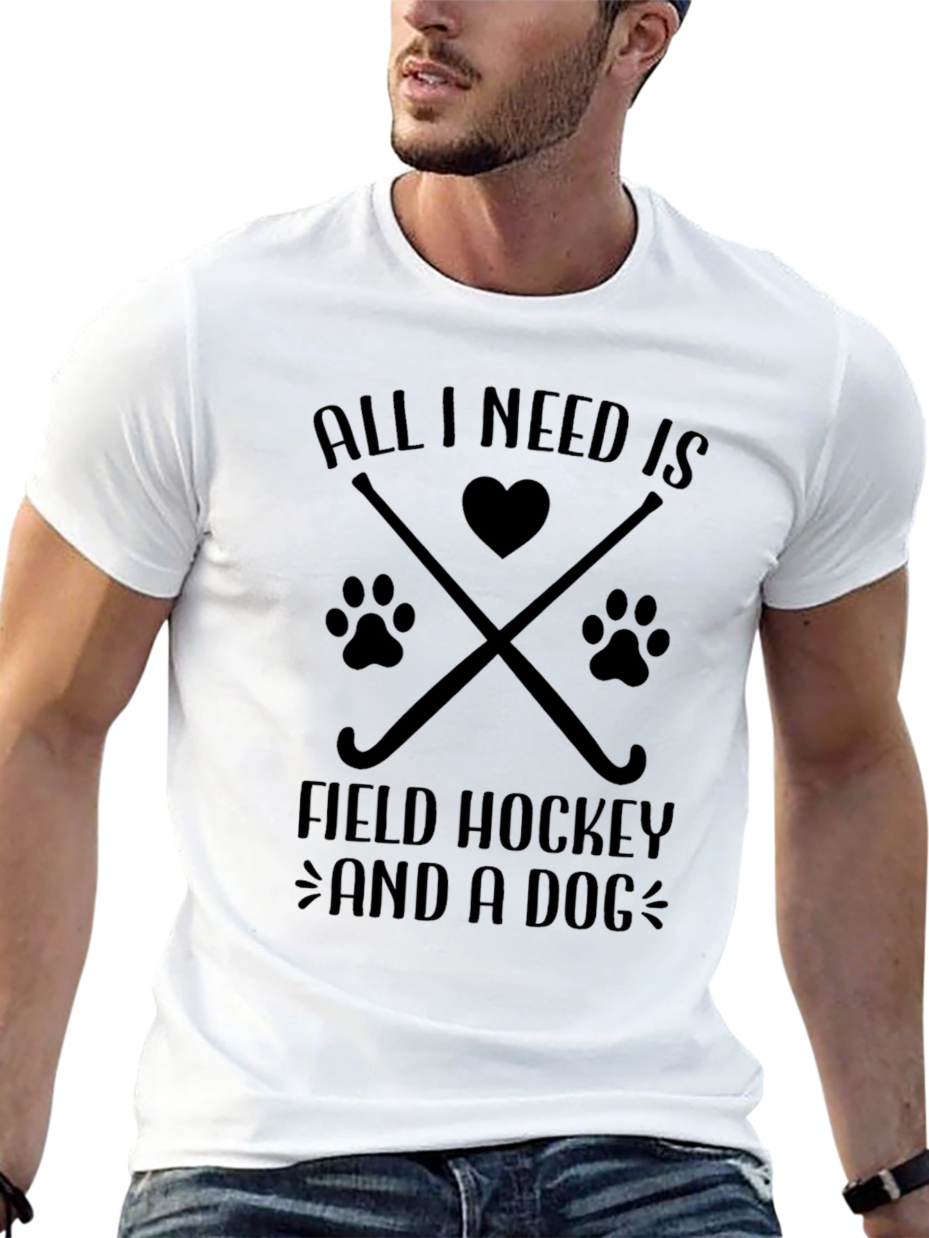 Field Hockey & Dog Lover T-Shirt - Black