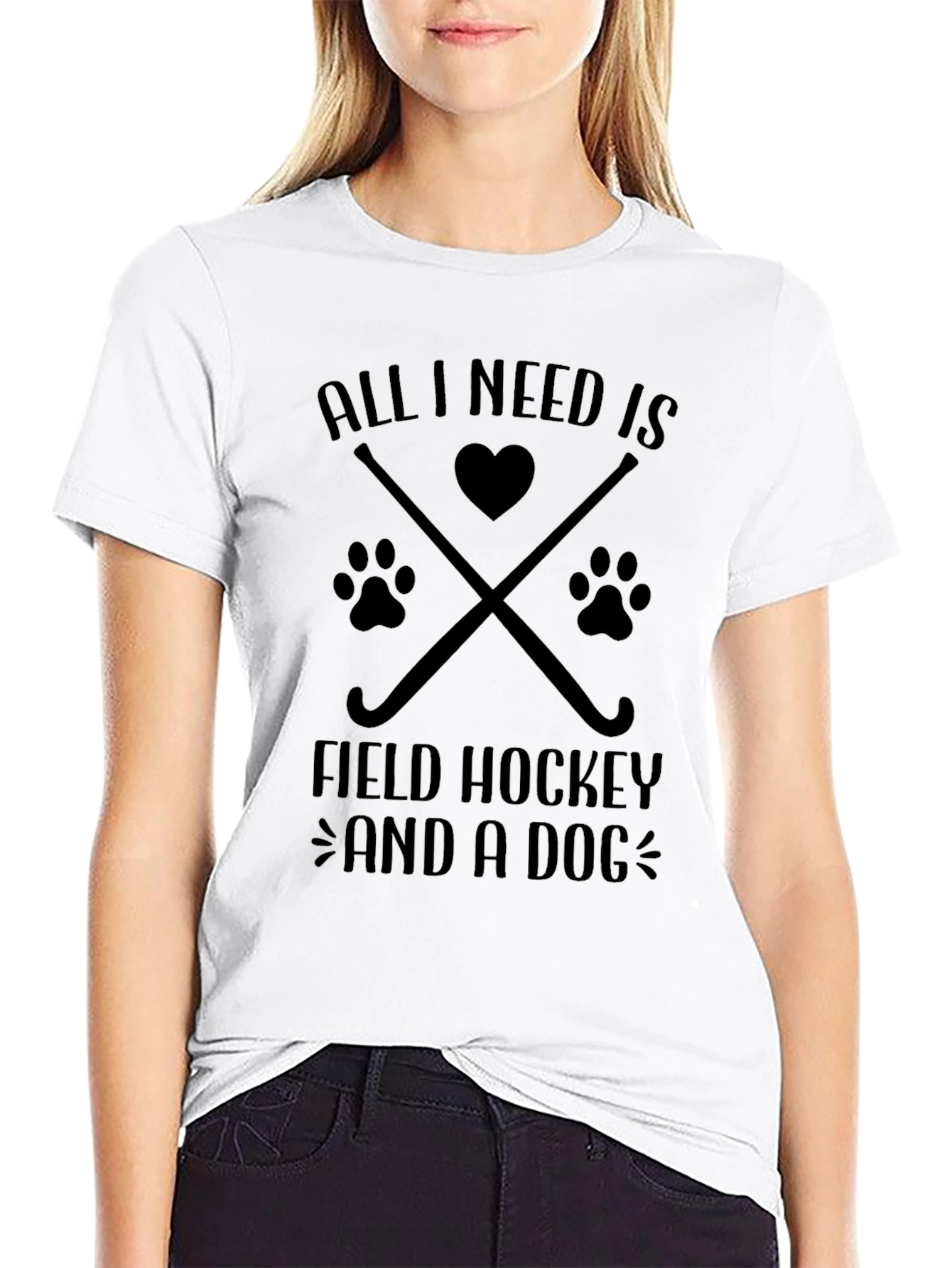 Field Hockey & Dog Lover T-Shirt - Black