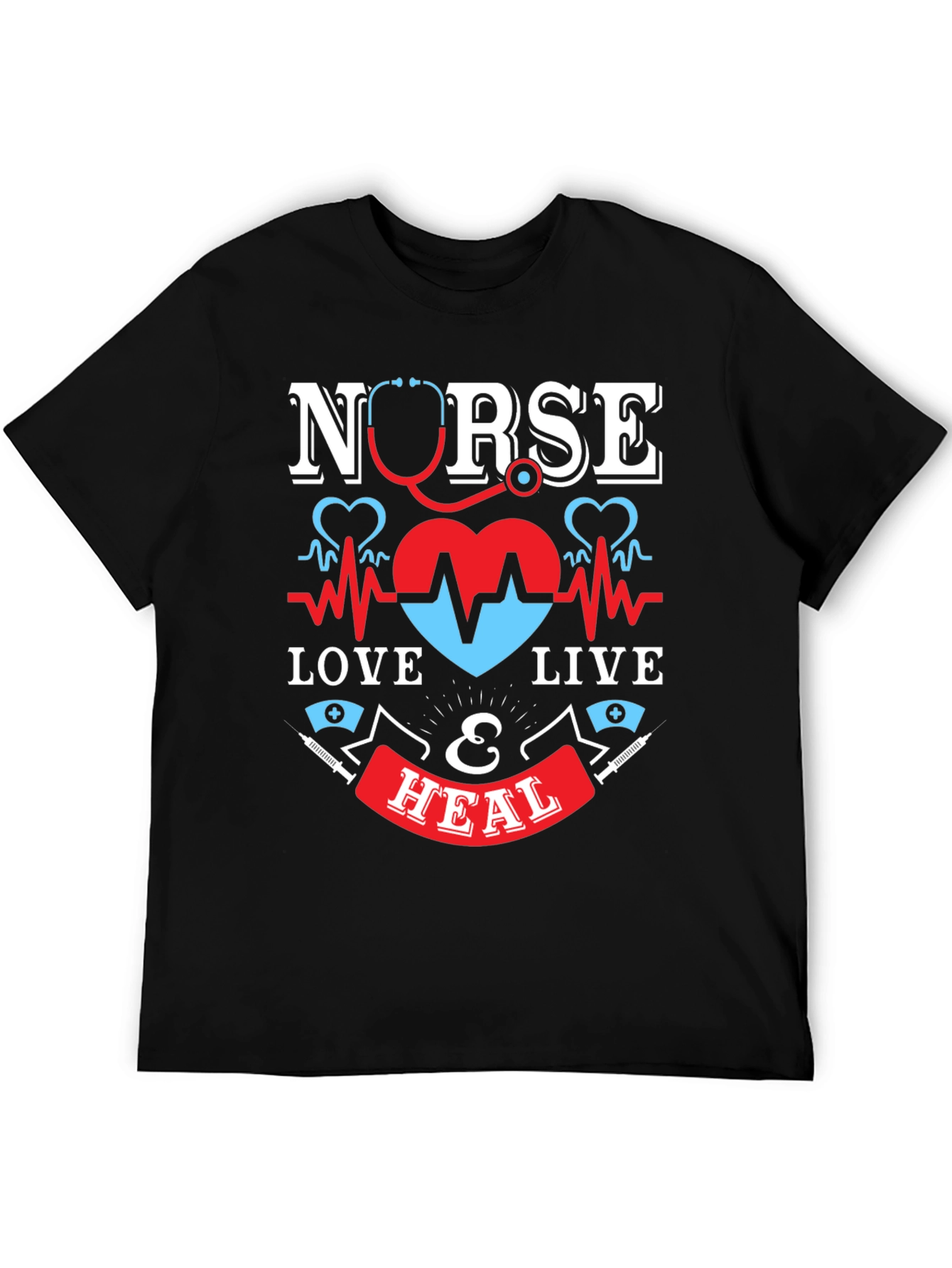 Nurse Love Live & Heal Graphic T-Shirt