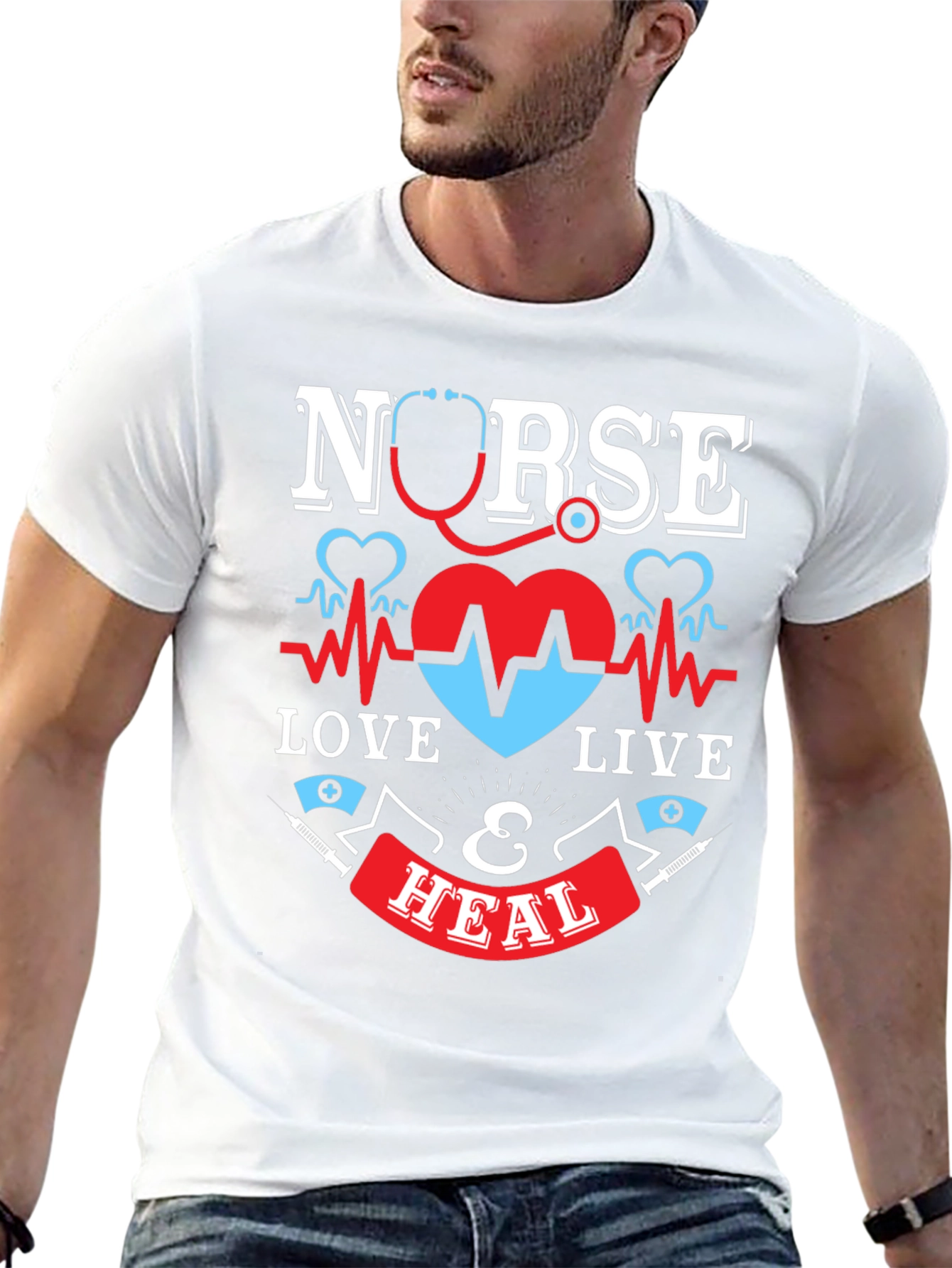 Nurse Love Live & Heal Graphic T-Shirt