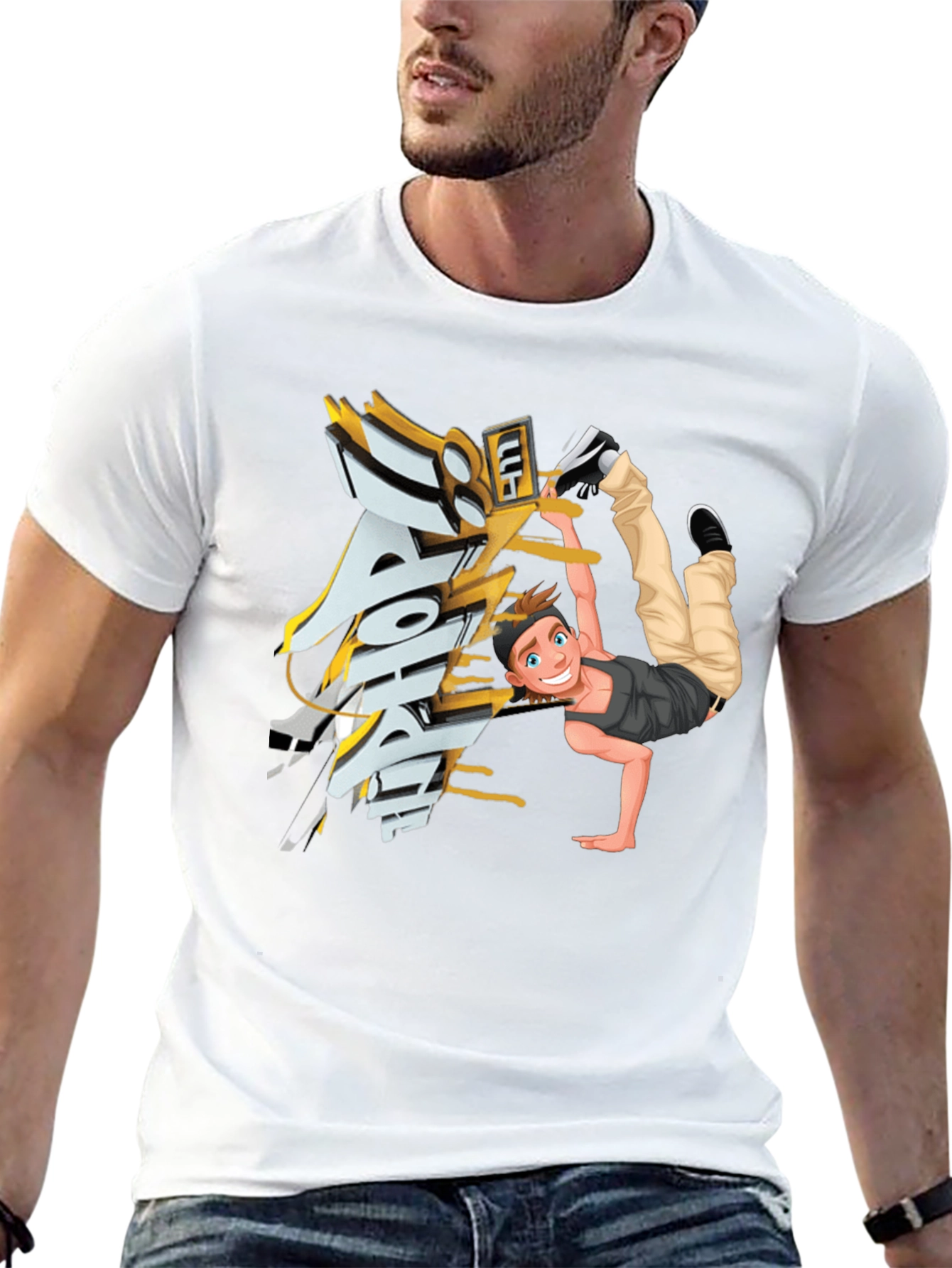 Cool Cartoon Dancer Graphic T-Shirt