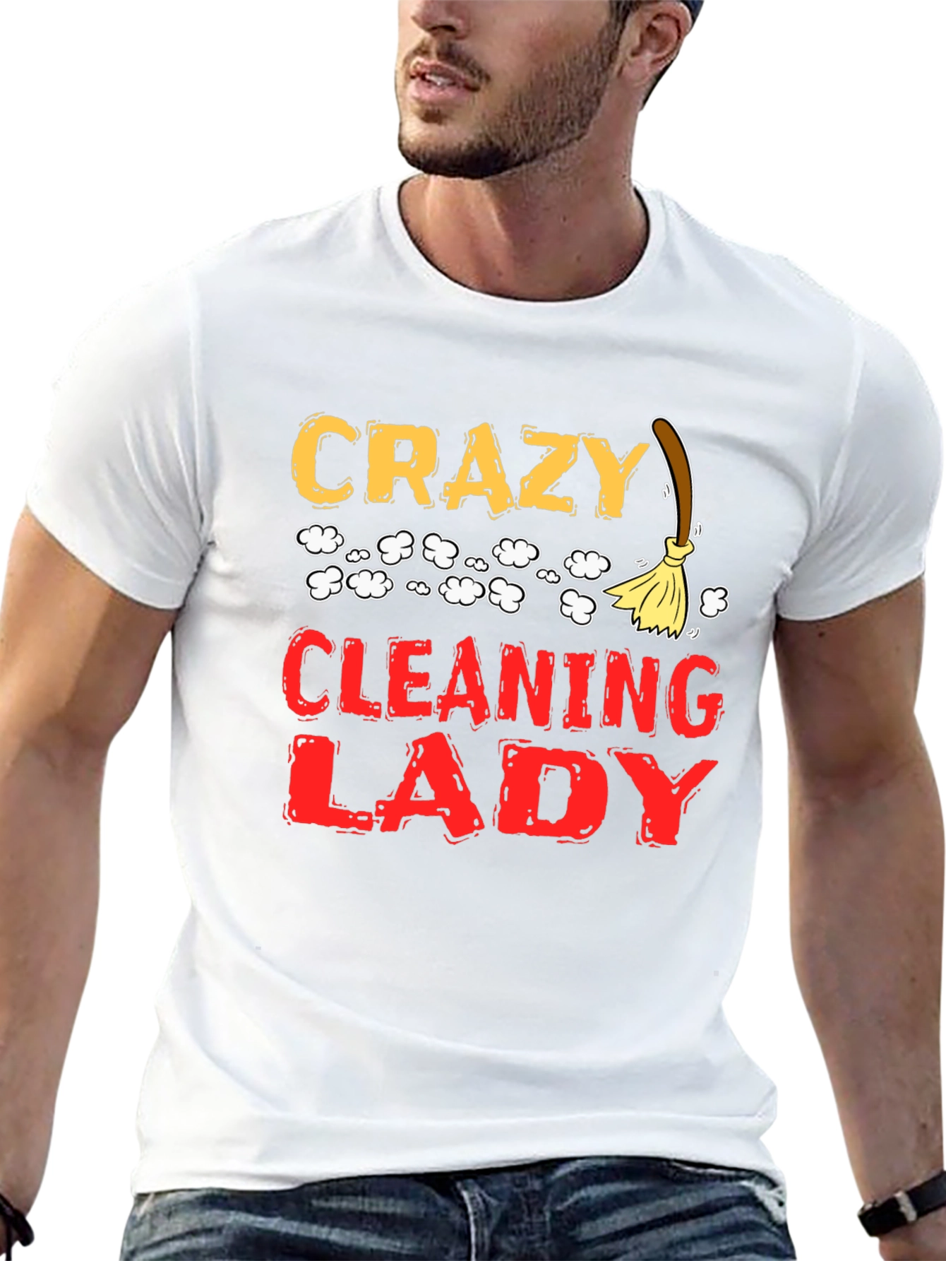 Crazy Cleaning Lady Graphic T-Shirt