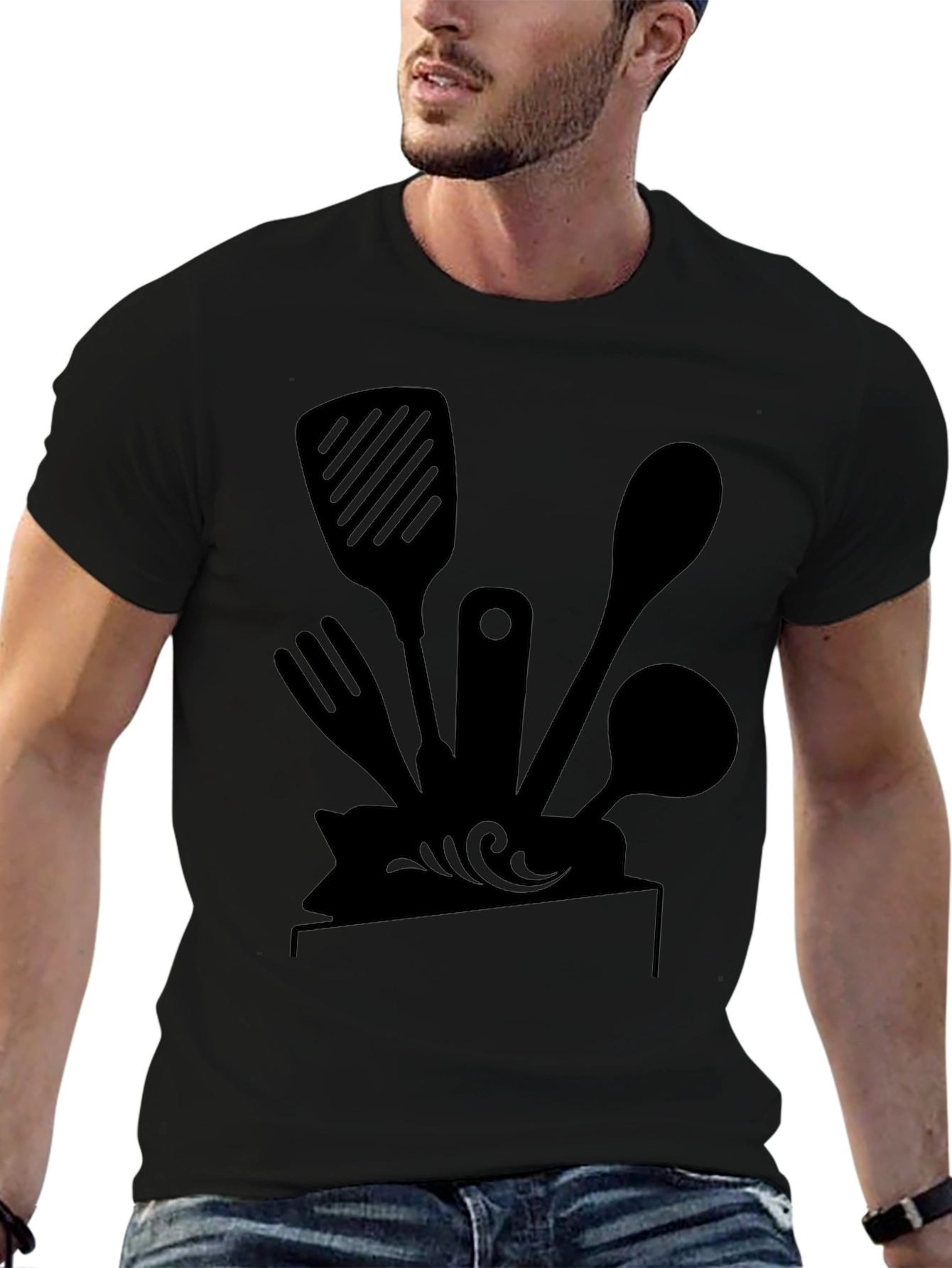 Chefs Kitchen Tool Tee - Black Graphic T-Shirt