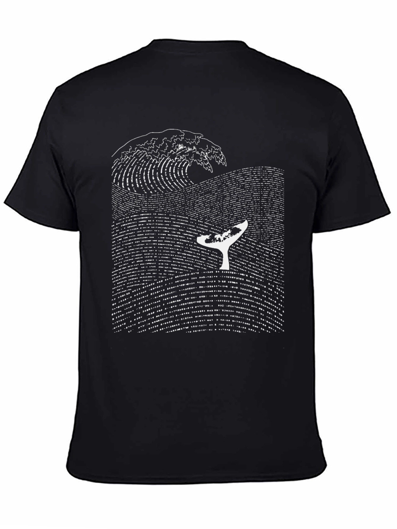 Whale Wave Graphic T-Shirt - Black Cotton Tee