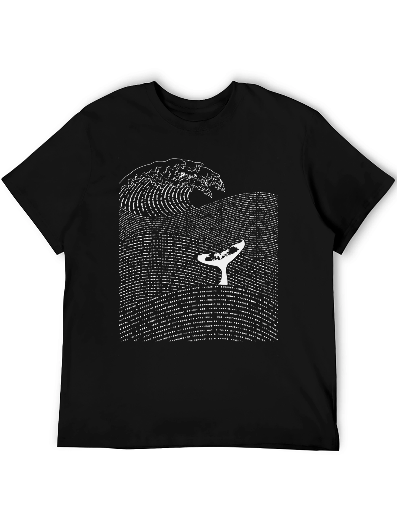 Whale Wave Graphic T-Shirt - Black Cotton Tee