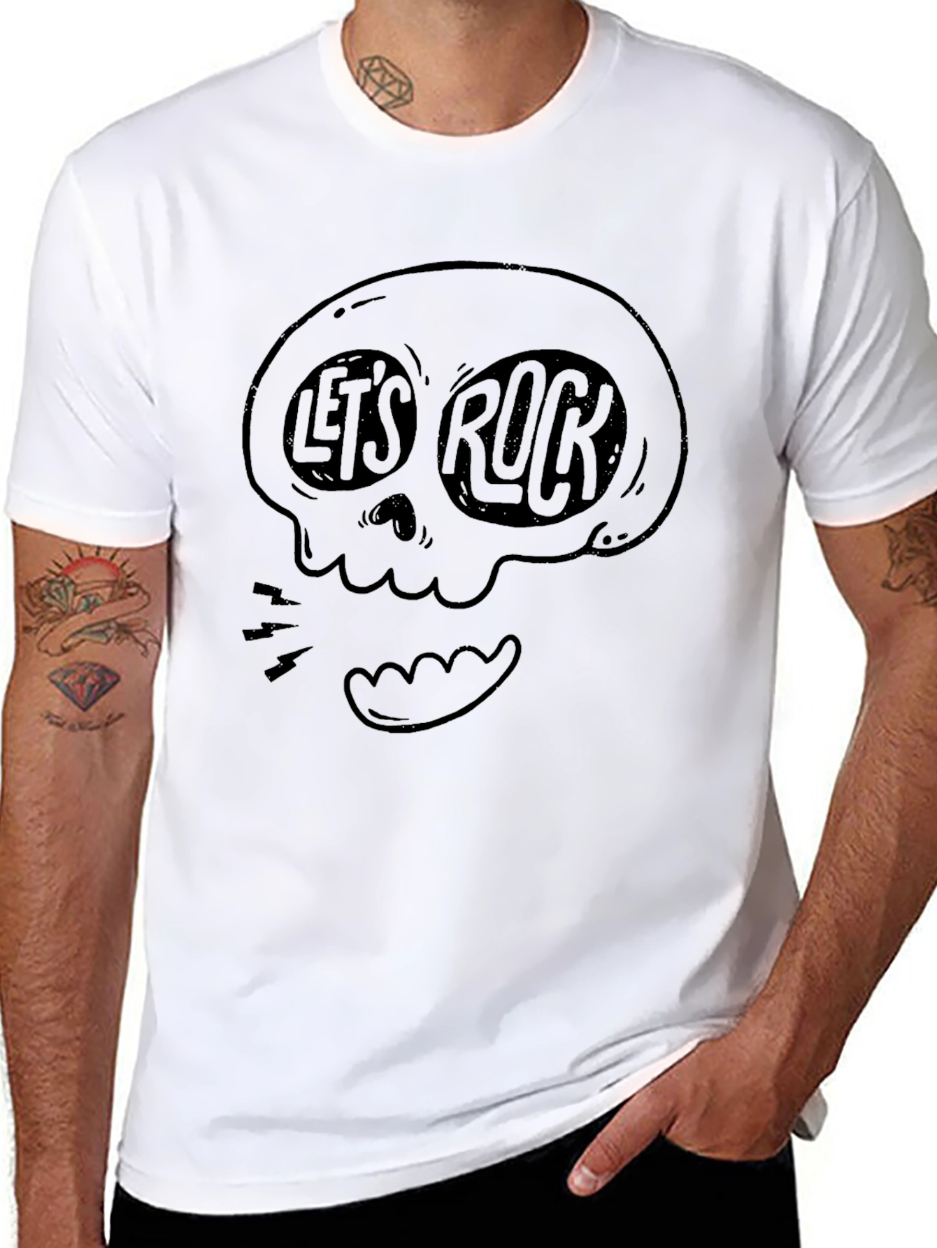 Lets Rock Graphic Tee - Skull Design