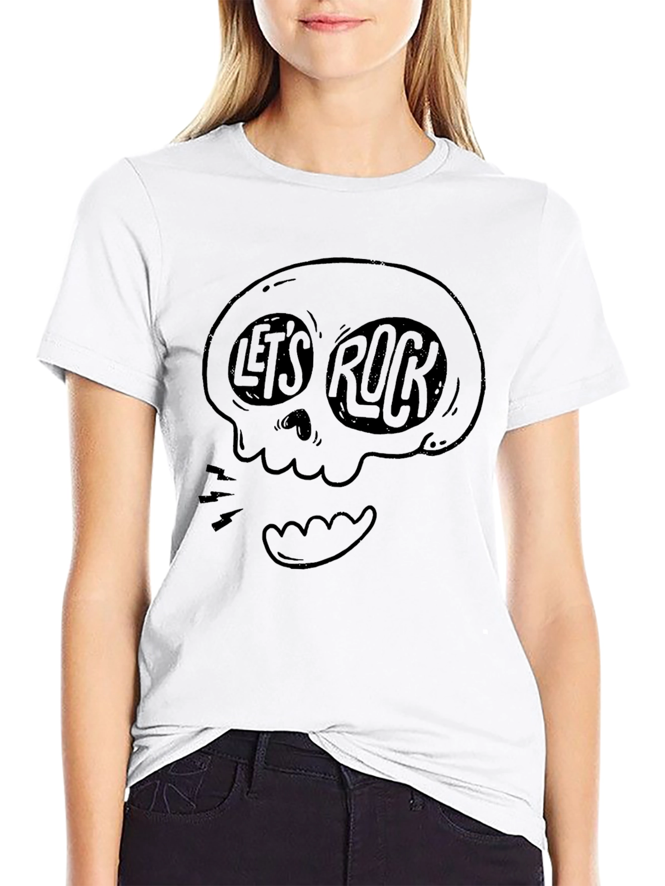 Lets Rock Graphic Tee - Skull Design