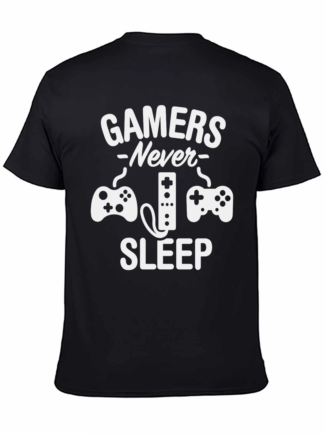 Gamers Never Sleep Graphic Tee - Black