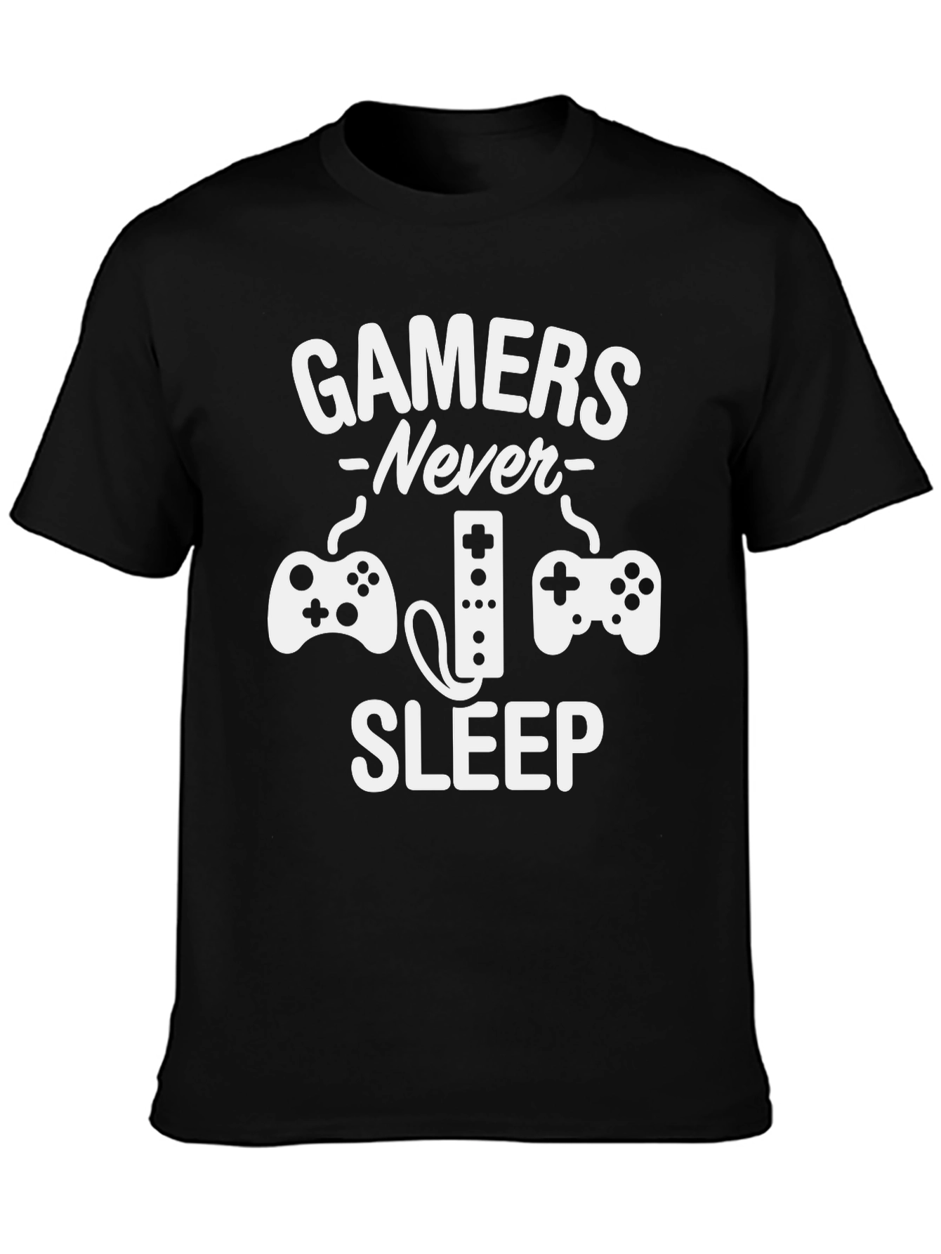 Gamers Never Sleep Graphic Tee - Black