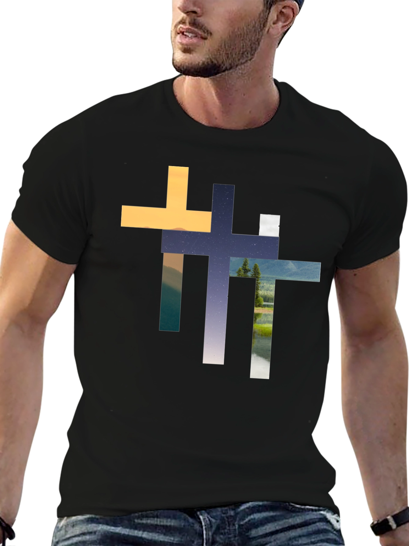Abstract Cross Graphic T-Shirt - Stylish Christian Apparel