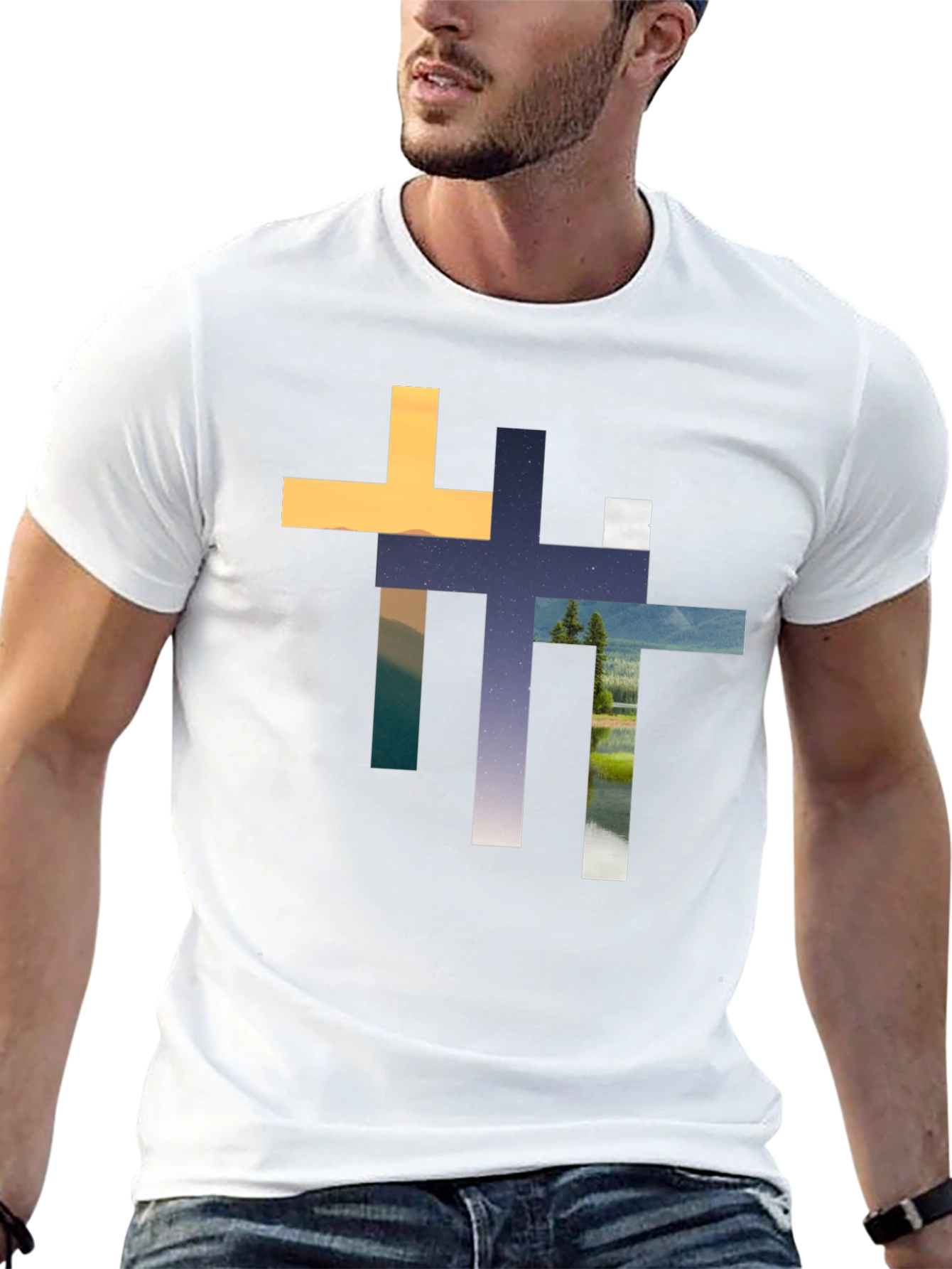 Abstract Cross Graphic T-Shirt - Stylish Christian Apparel