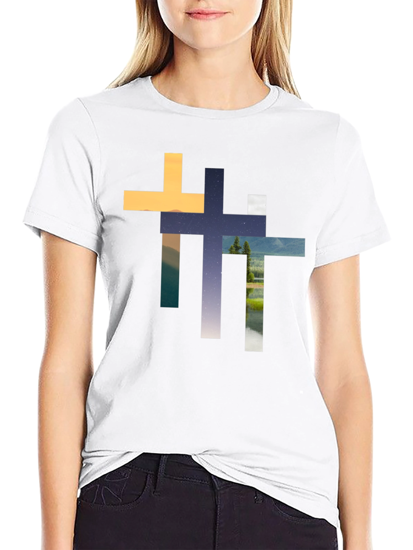 Abstract Cross Graphic T-Shirt - Stylish Christian Apparel