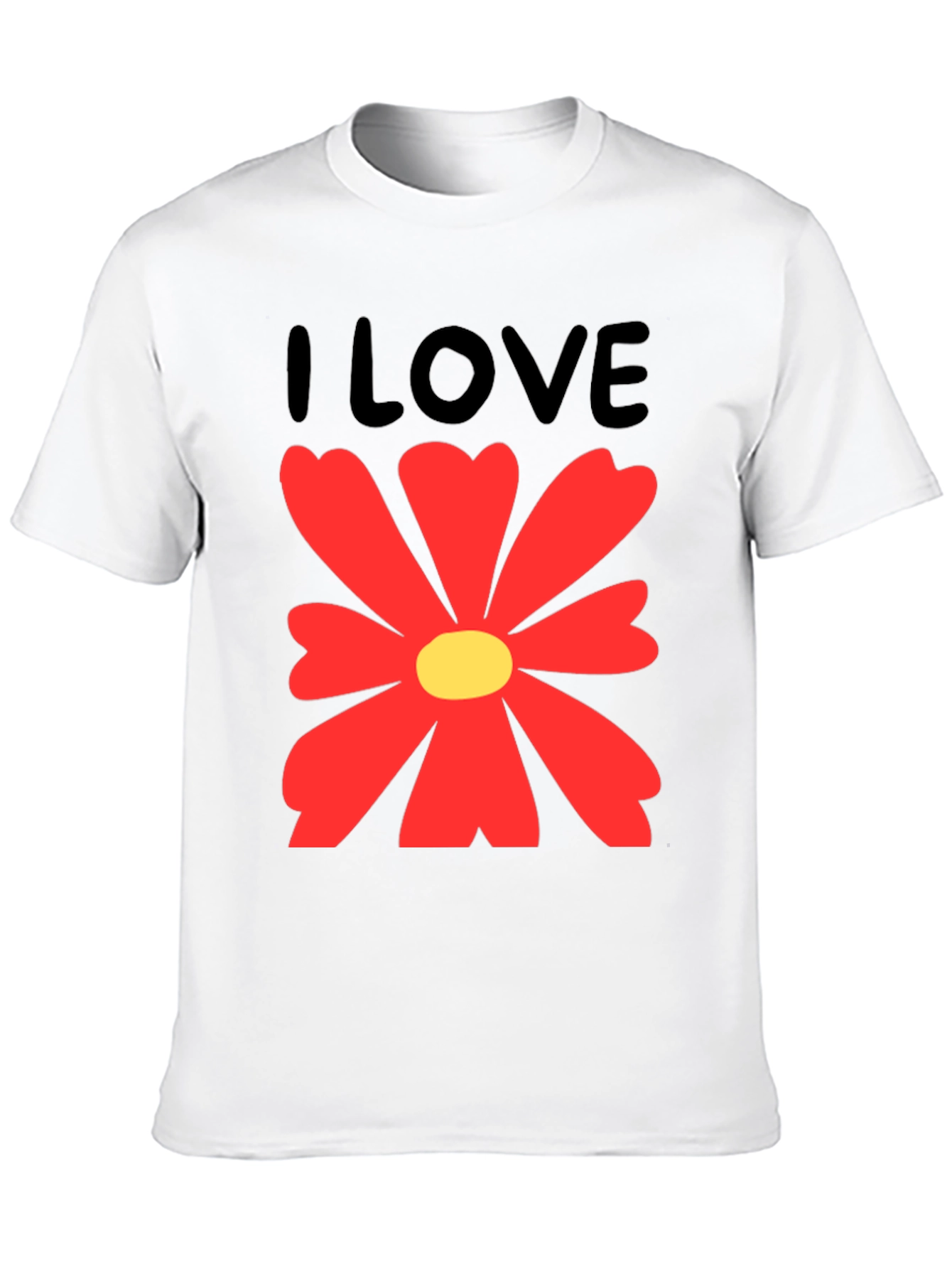 I Love Flowers Graphic T-Shirt - Casual Cotton Tee