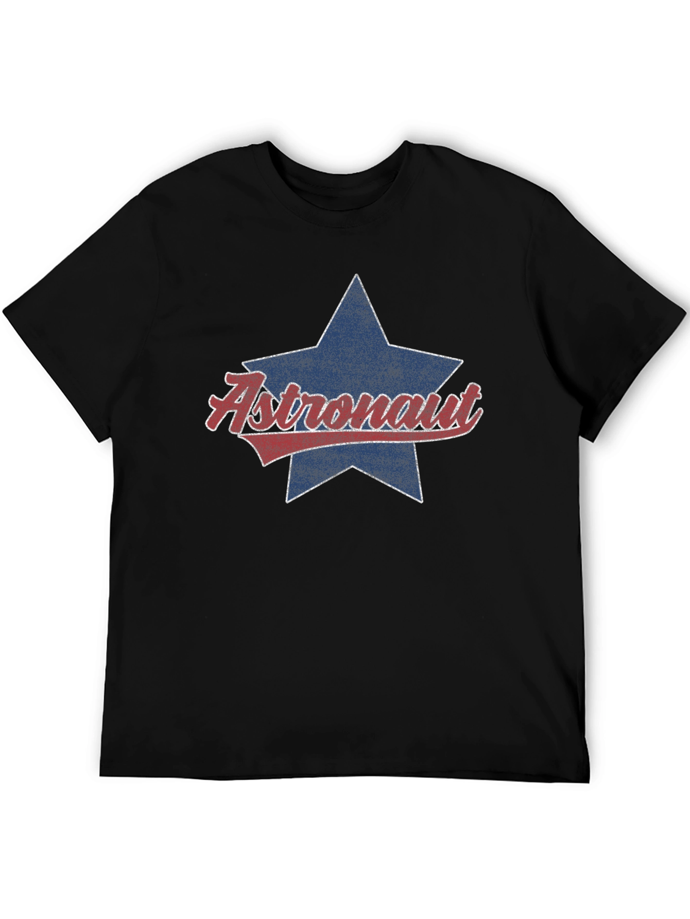 Astronaut Star Graphic Tee - Retro Style Black T-Shirt