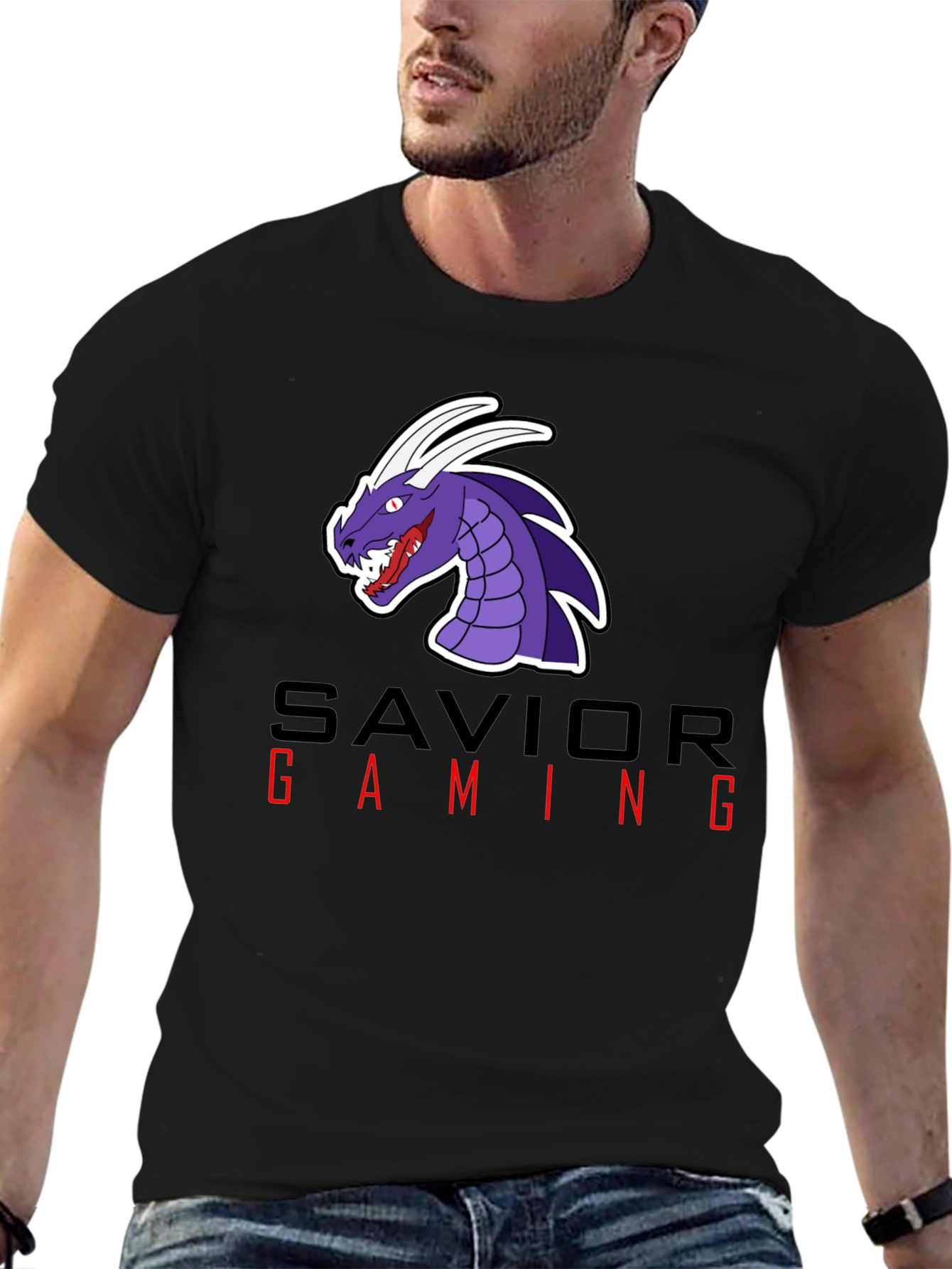 Savior Gaming Graphic Tee - Black Cotton Blend