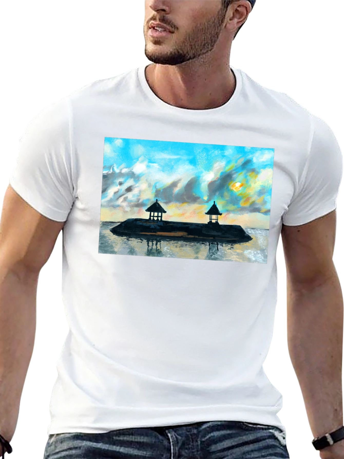 Island View Graphic T-Shirt - Black Cotton Tee