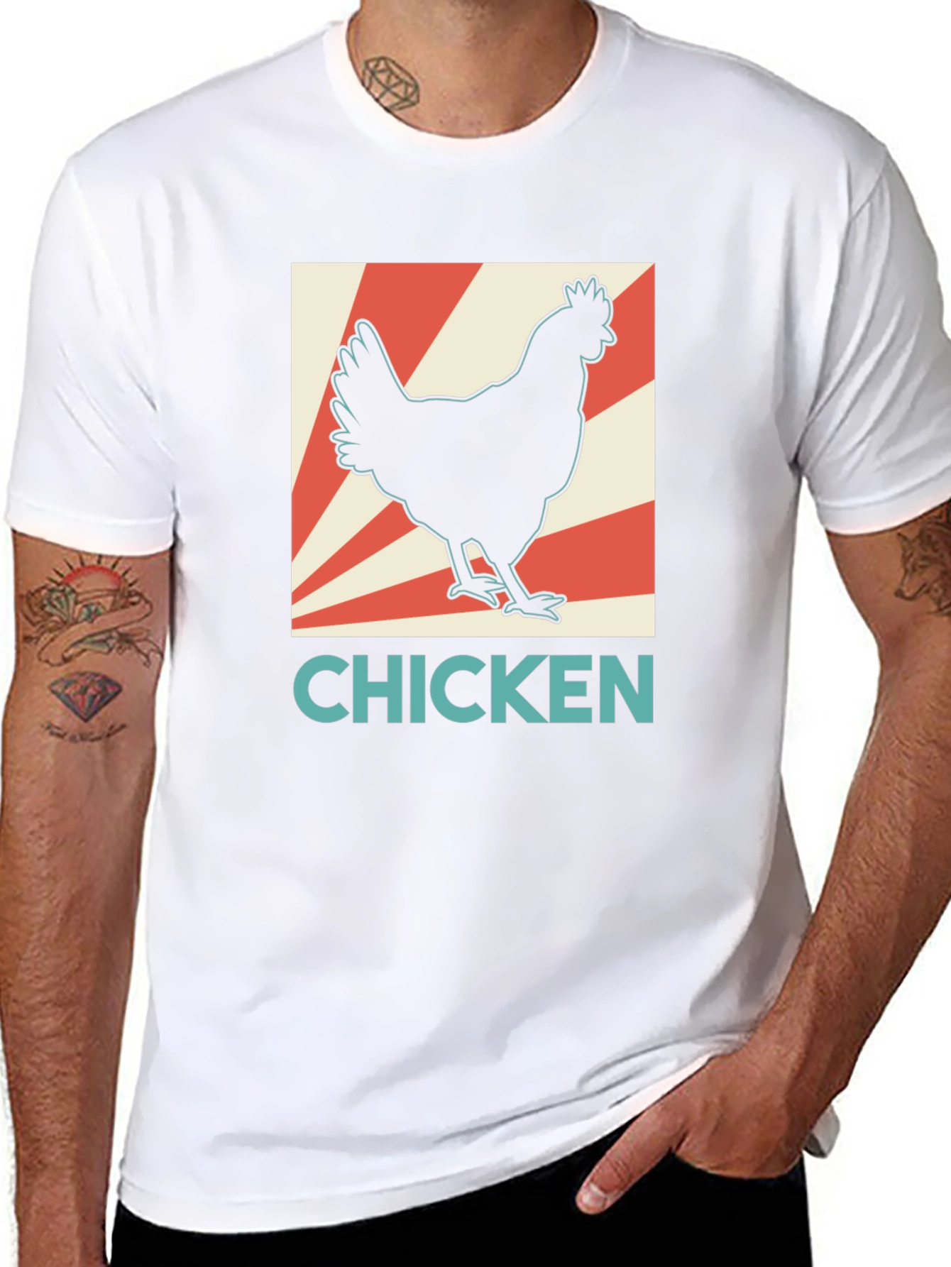 Chicken Graphic Tee - Retro Style Black T-Shirt