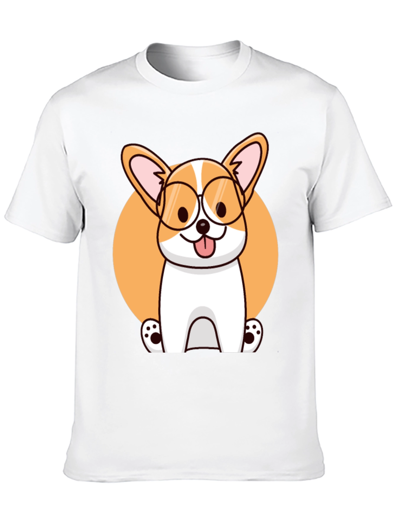 Corgi with Glasses Black T-Shirt
