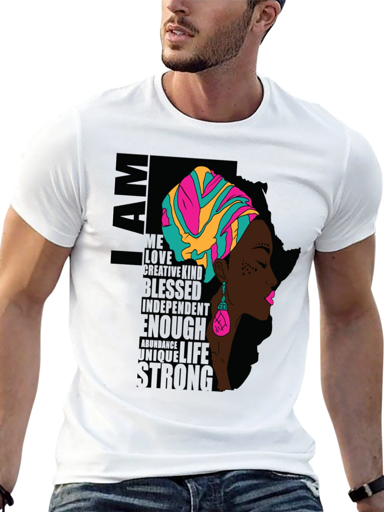 I AM African Woman T-Shirt - Black Graphic Tee