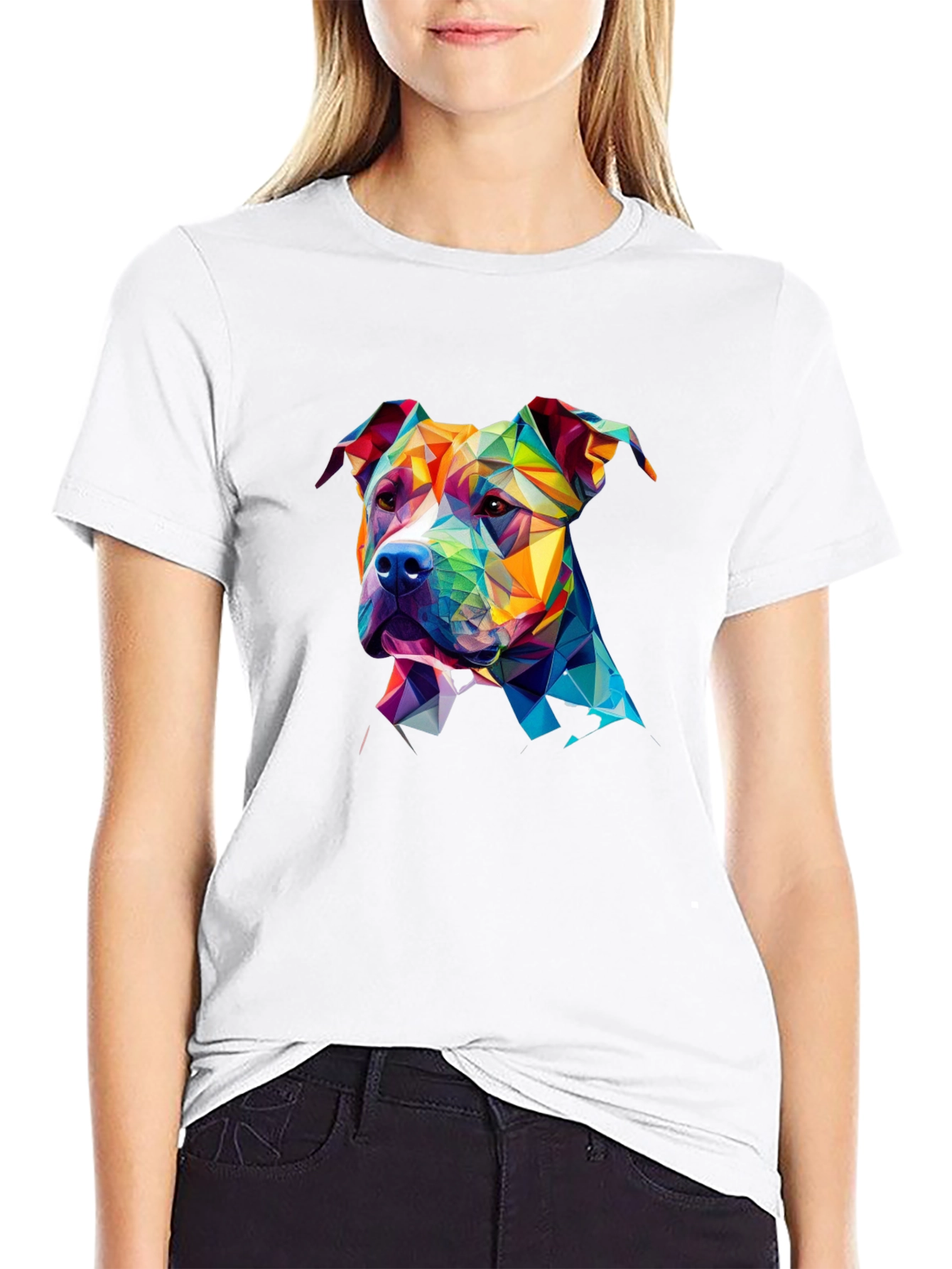 Geometric Pitbull Dog Graphic Tee - Unique Design