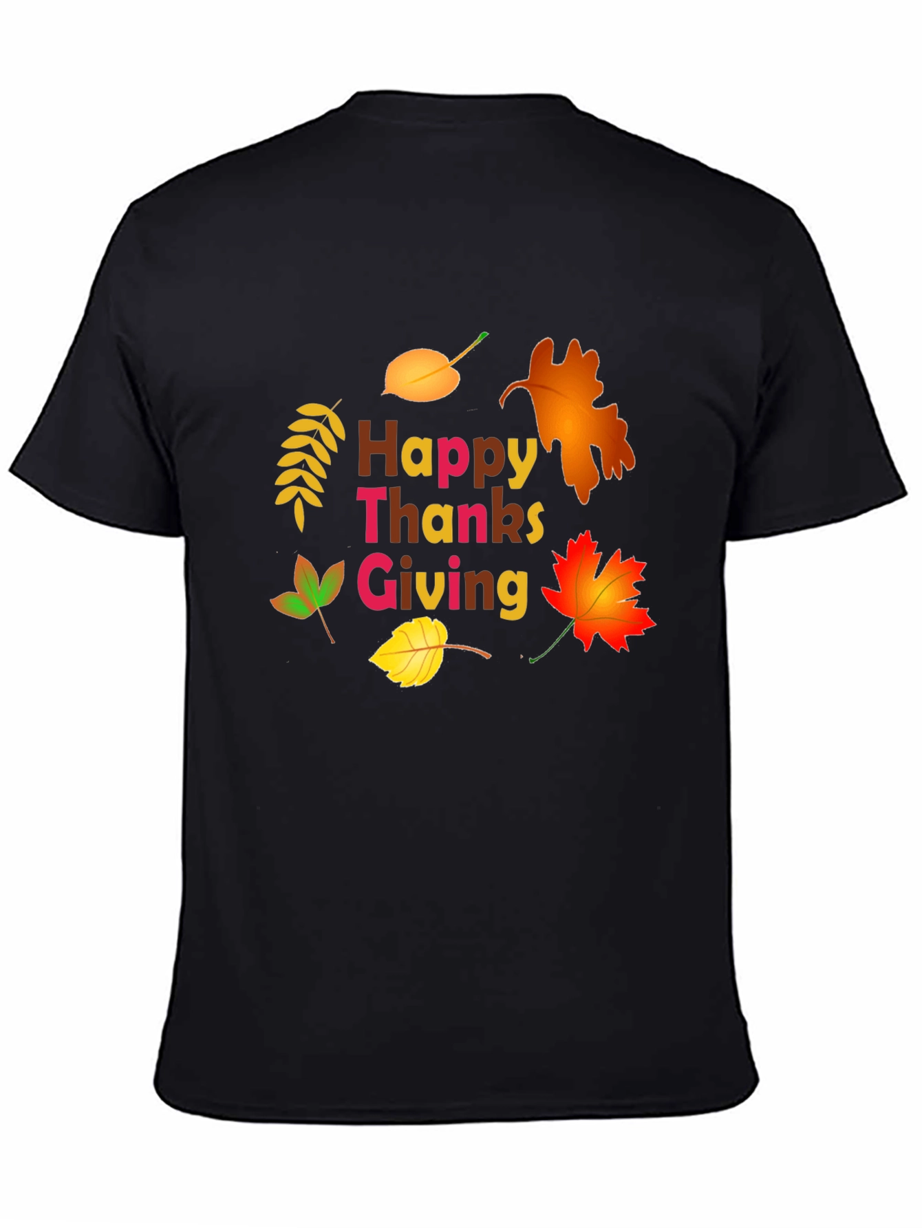 Happy Thanksgiving Leaf Graphic T-Shirt