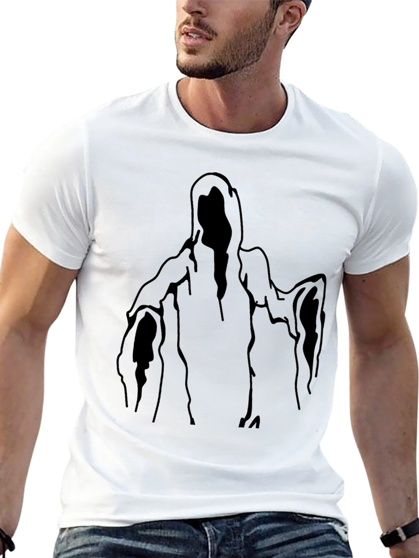 Black Ghost Graphic T-Shirt - Halloween Style