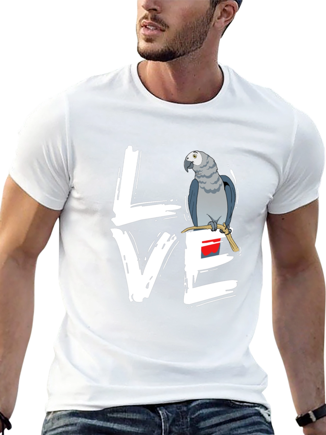 Love Parrot T-Shirt - African Grey Bird Tee