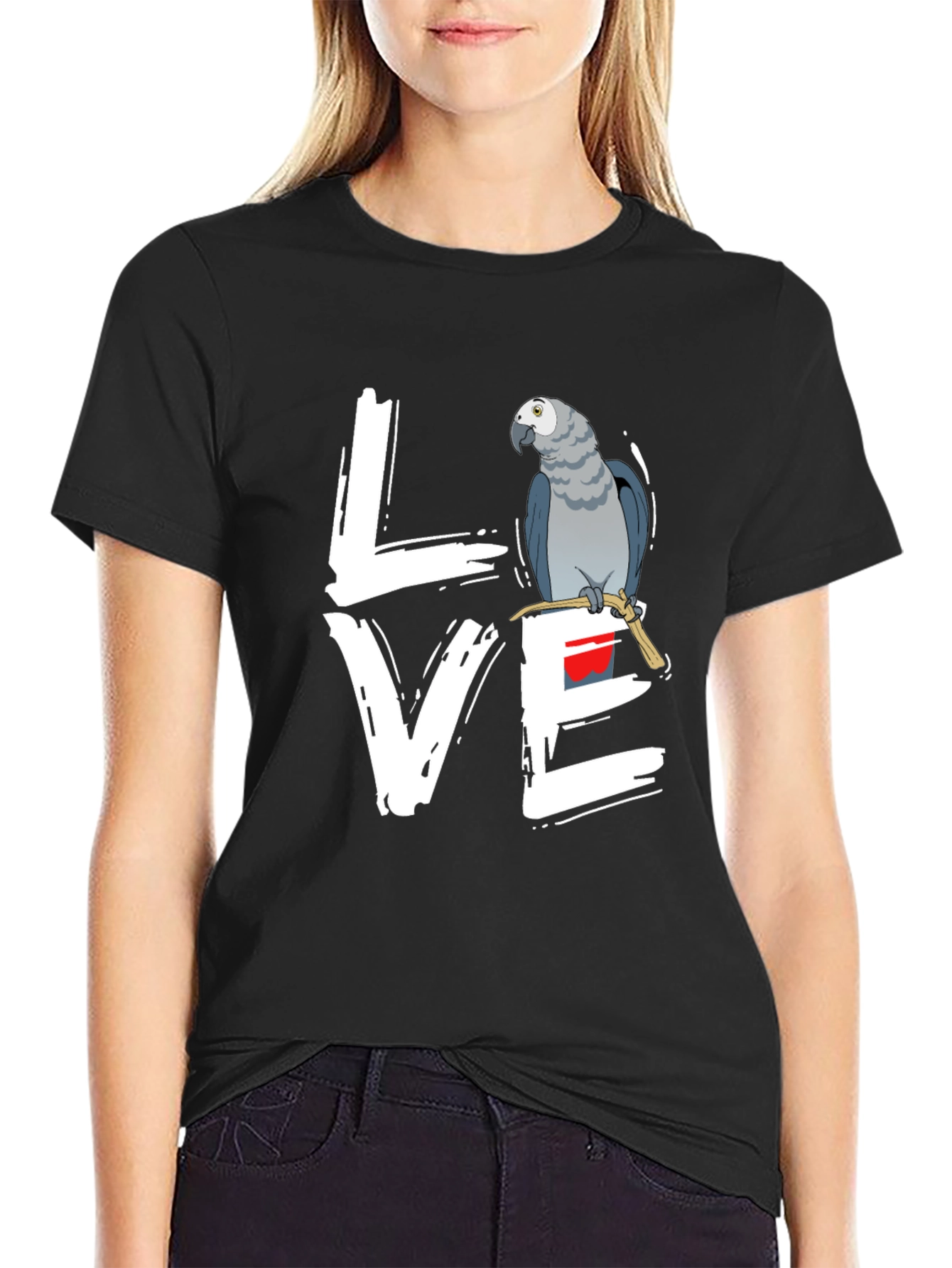 Love Parrot T-Shirt - African Grey Bird Tee